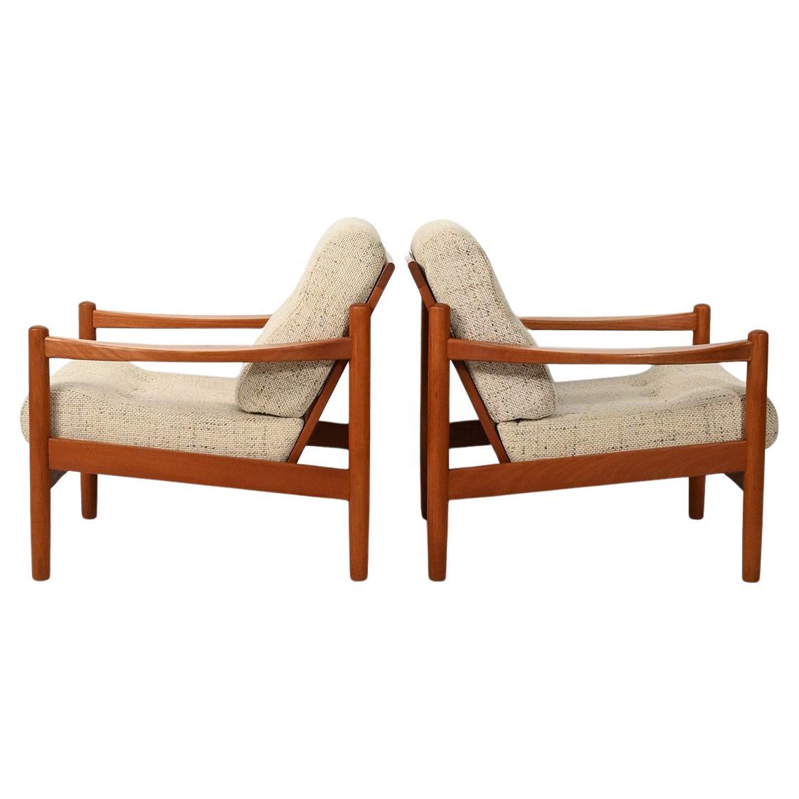 Pareja de sillones daneses con cojines beige Años 50