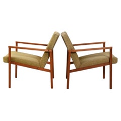 Paar dänische Teakholzsessel mit grüner Polsterung