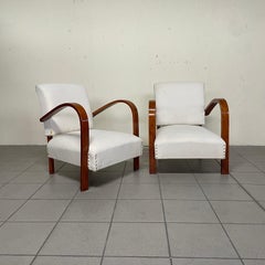 Coppia di poltrone decò in legno curvato, manifattura italiana, anni '30 - '40