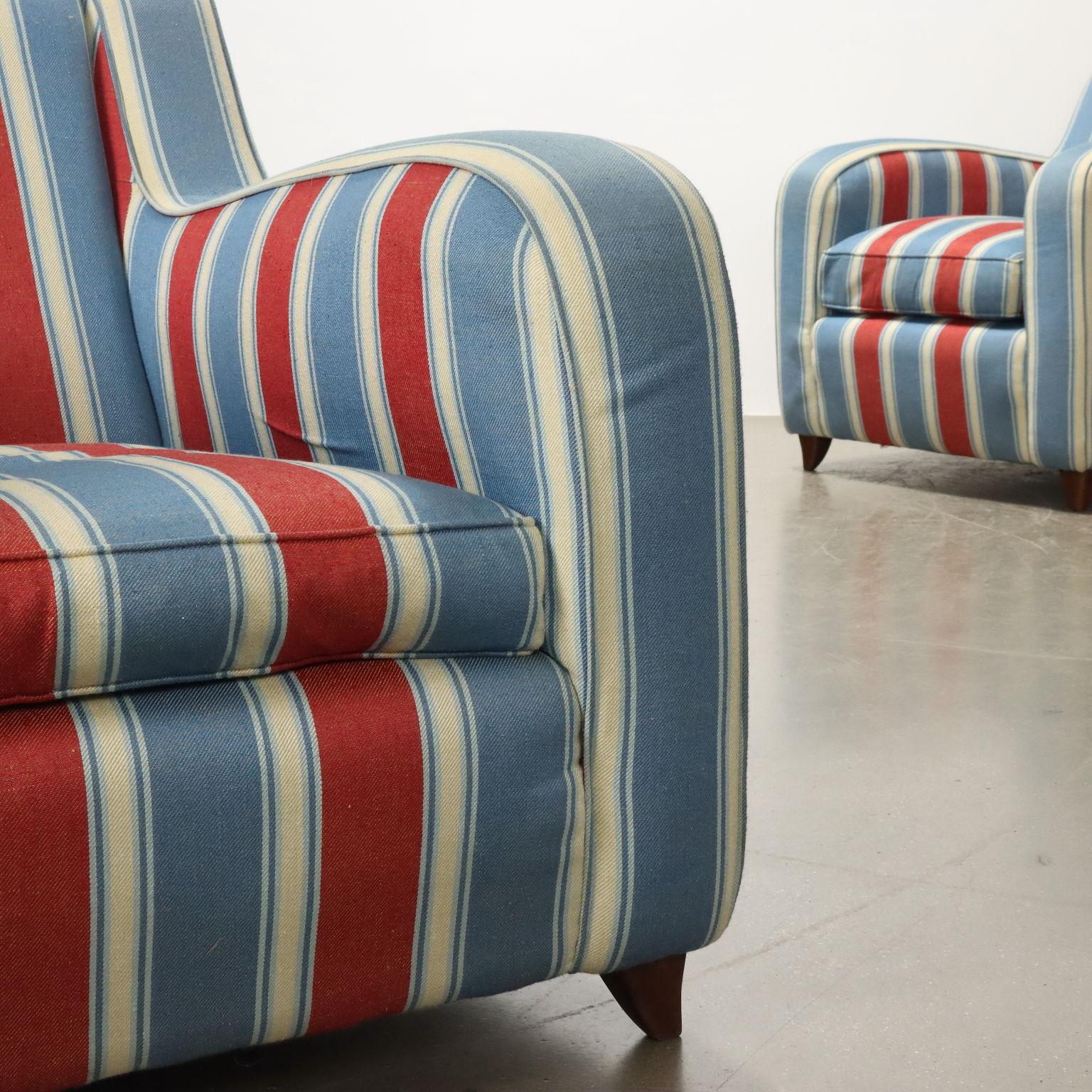 Pareja de sillones multicolores de los años 50 Moderno de mediados de siglo en venta