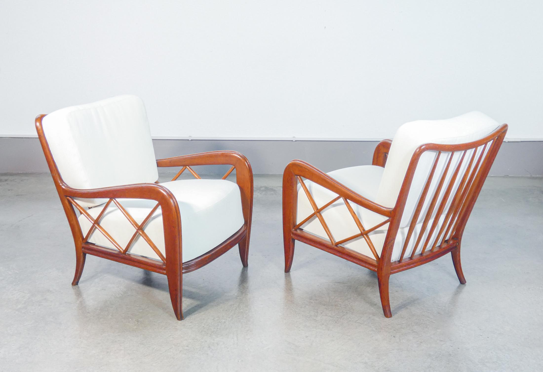 Pair of armchairs
design Paolo BUFFA,
solid wood.

ORIGIN
Italy

PERIOD
1940s

DESIGNER
Paolo BUFFA (1903-1970) was an Italian furniture designer known for his unique style that fused elements of Neoclassicism and Art Deco with a fluid