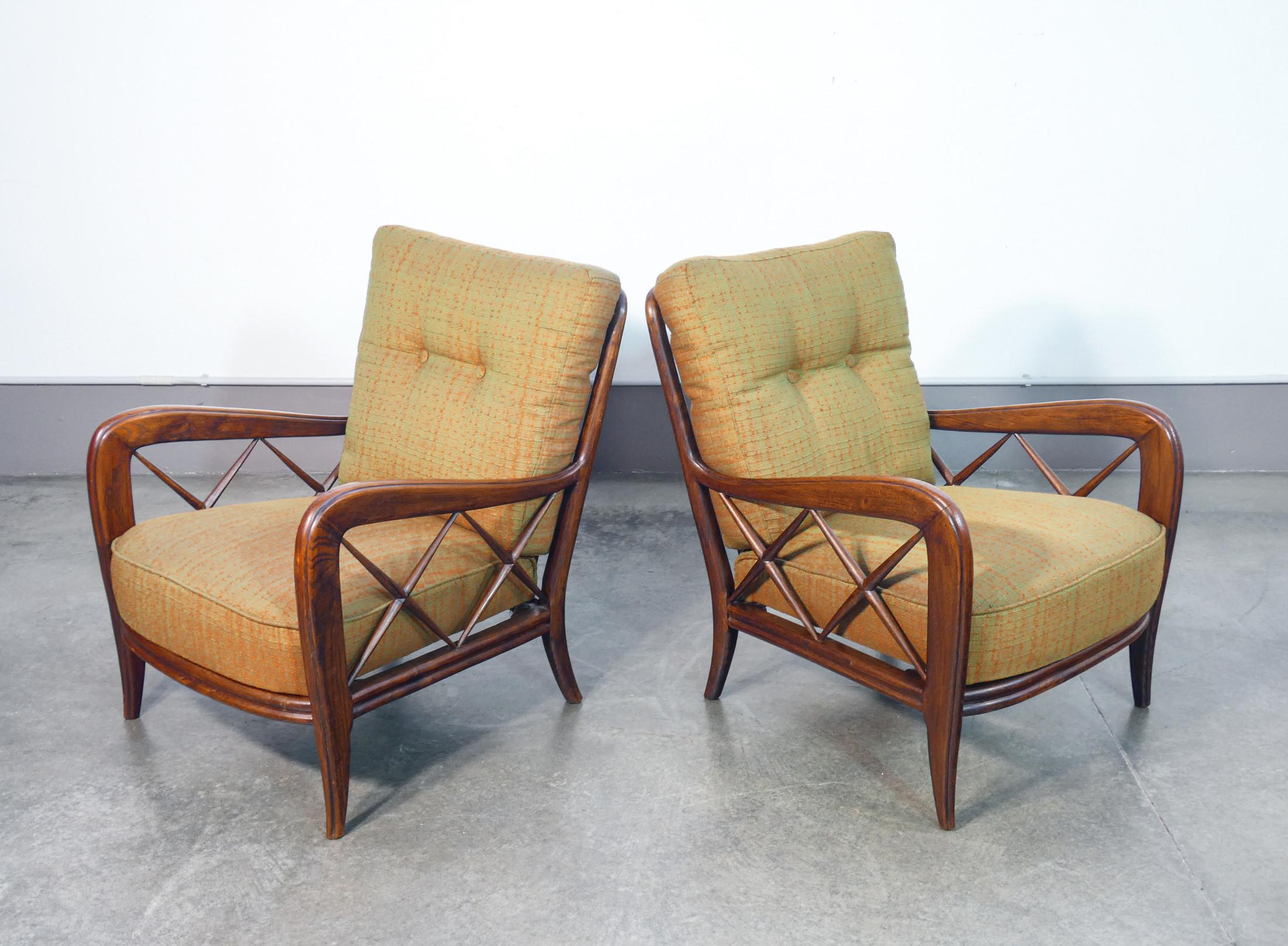 Pair of armchairs design Paolo BUFFA, in solid wood. Italy, 1940s 2