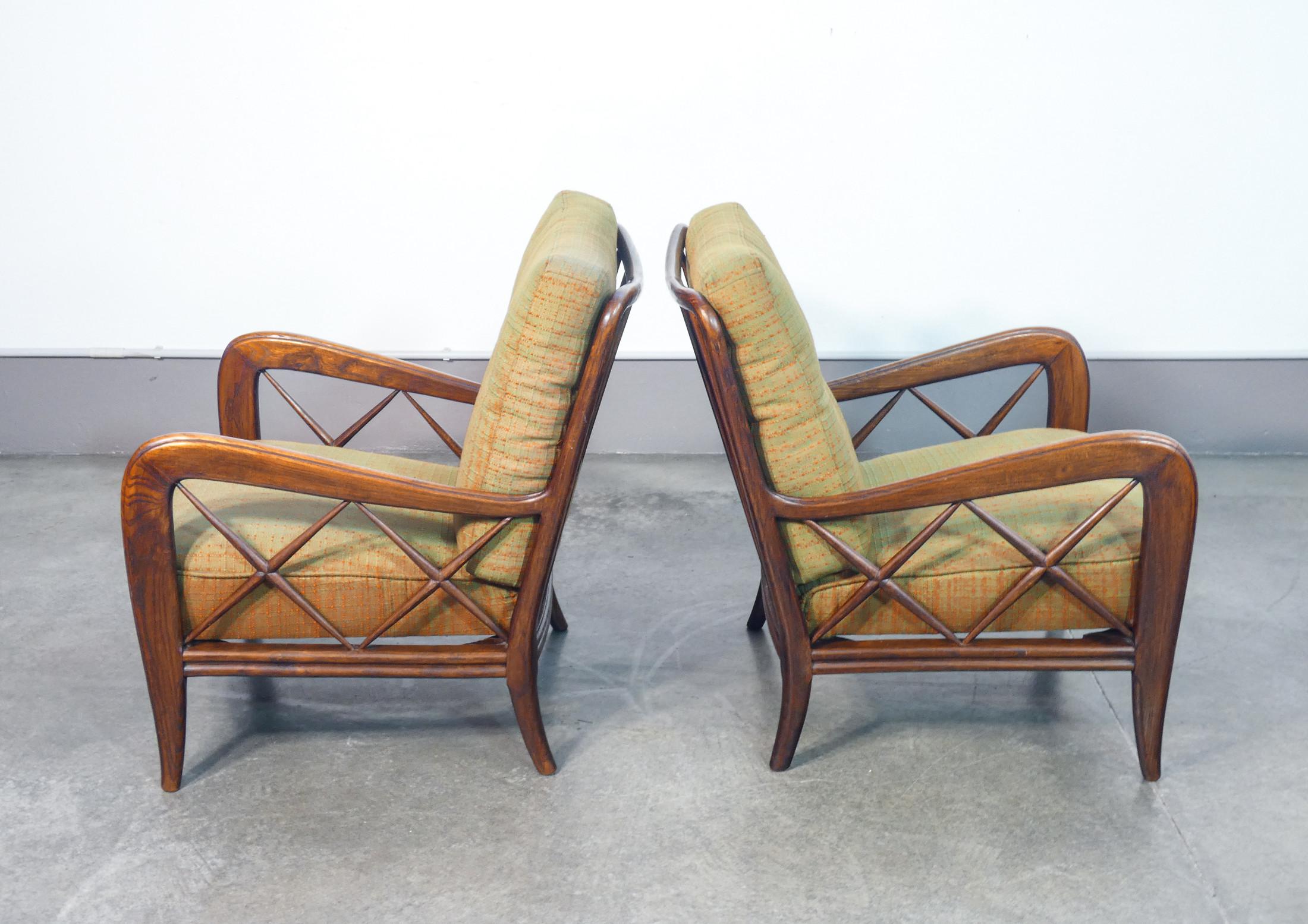 Pair of armchairs design Paolo BUFFA, in solid wood. Italy, 1940s 3