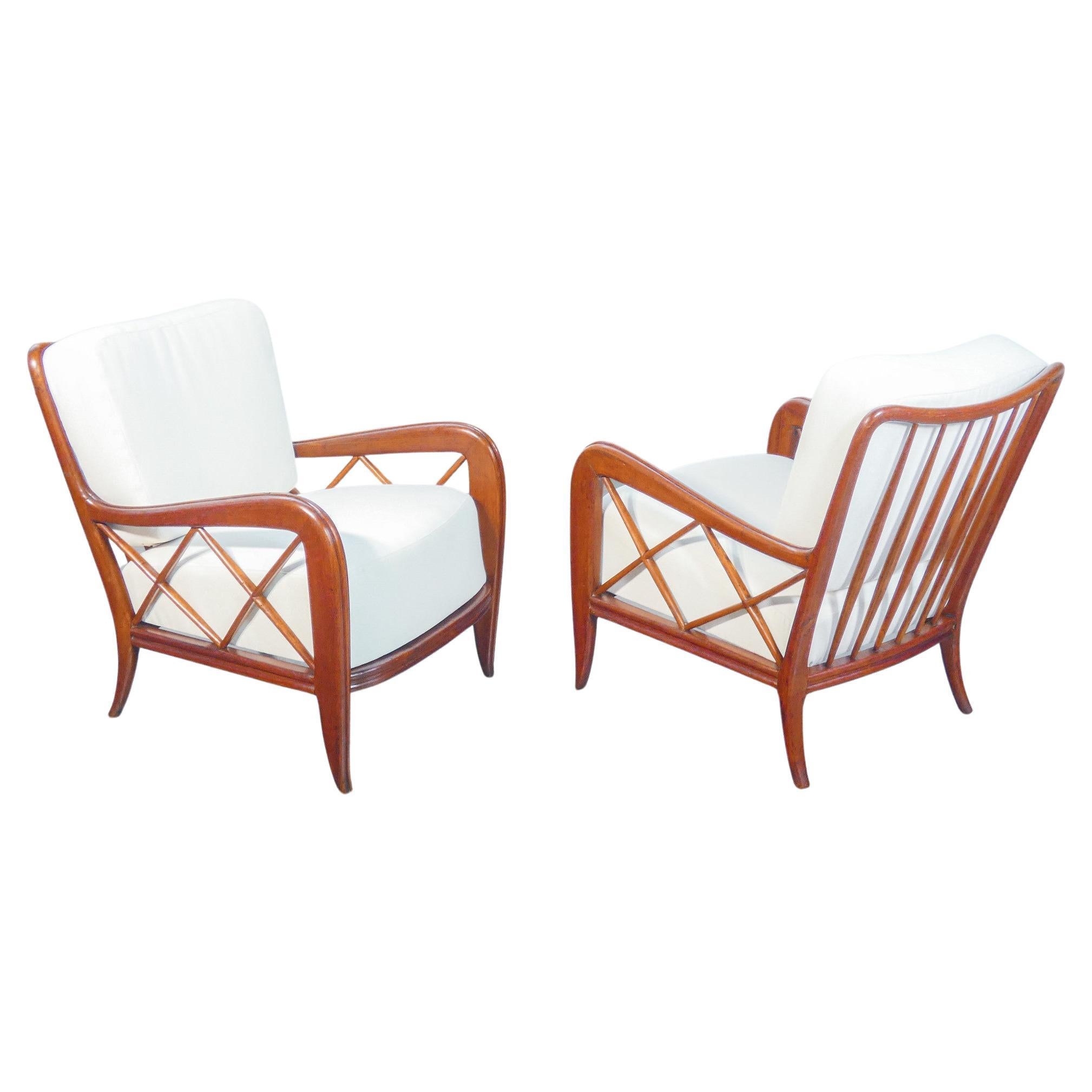 Pair of armchairs design Paolo BUFFA, in solid wood. Italy, 1940s