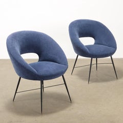 Pair of armchairs by Silvio Cavatorta 1960s blue