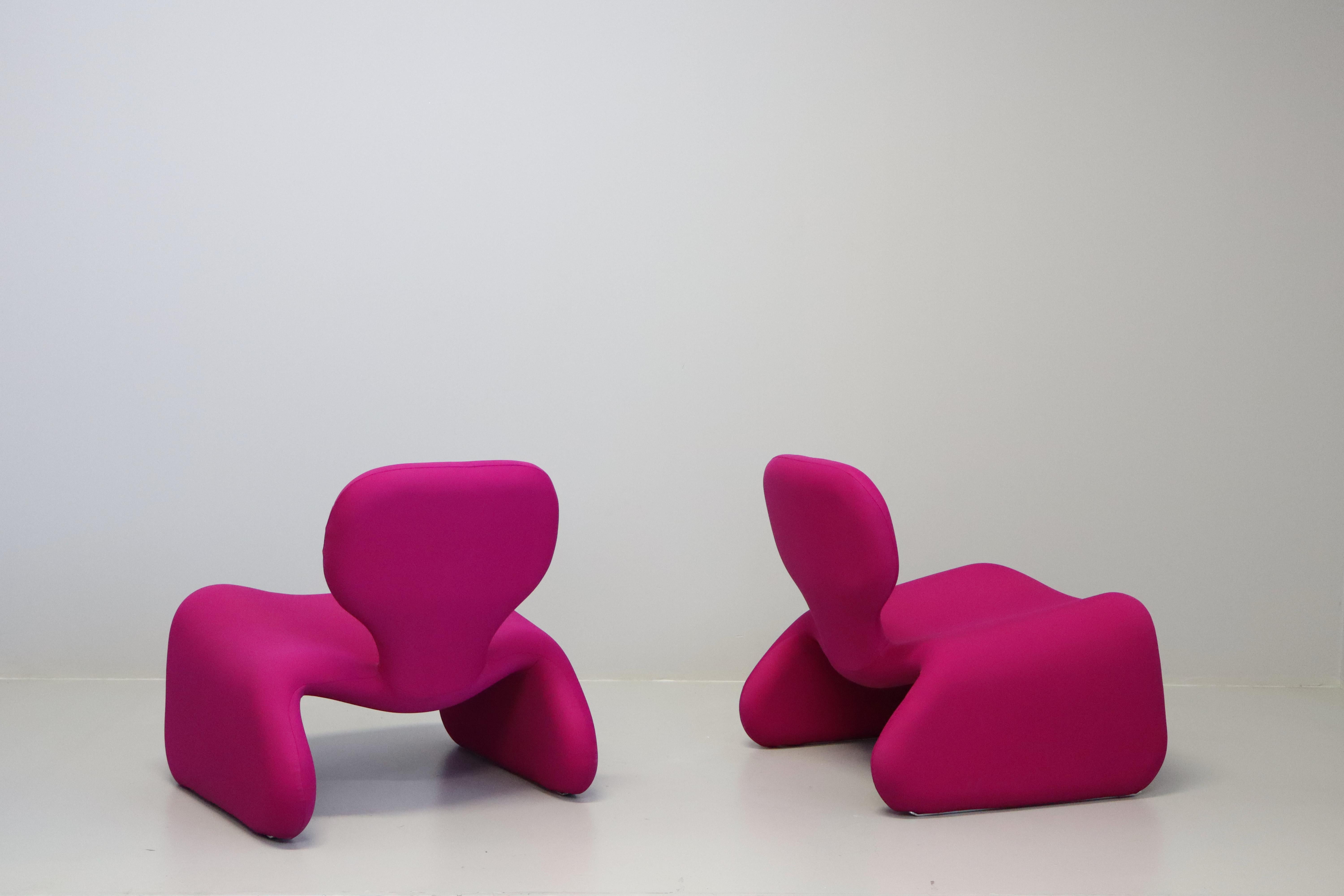 Pair of Djinn Armchairs and Footstools by Olivier Mourgue for Airborne For Sale 2