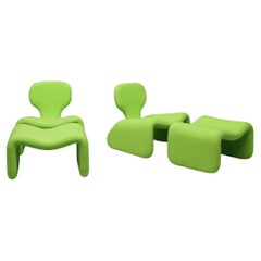 Pair of Djinn Armchairs and Footstools by Olivier Mourgue for Airborne