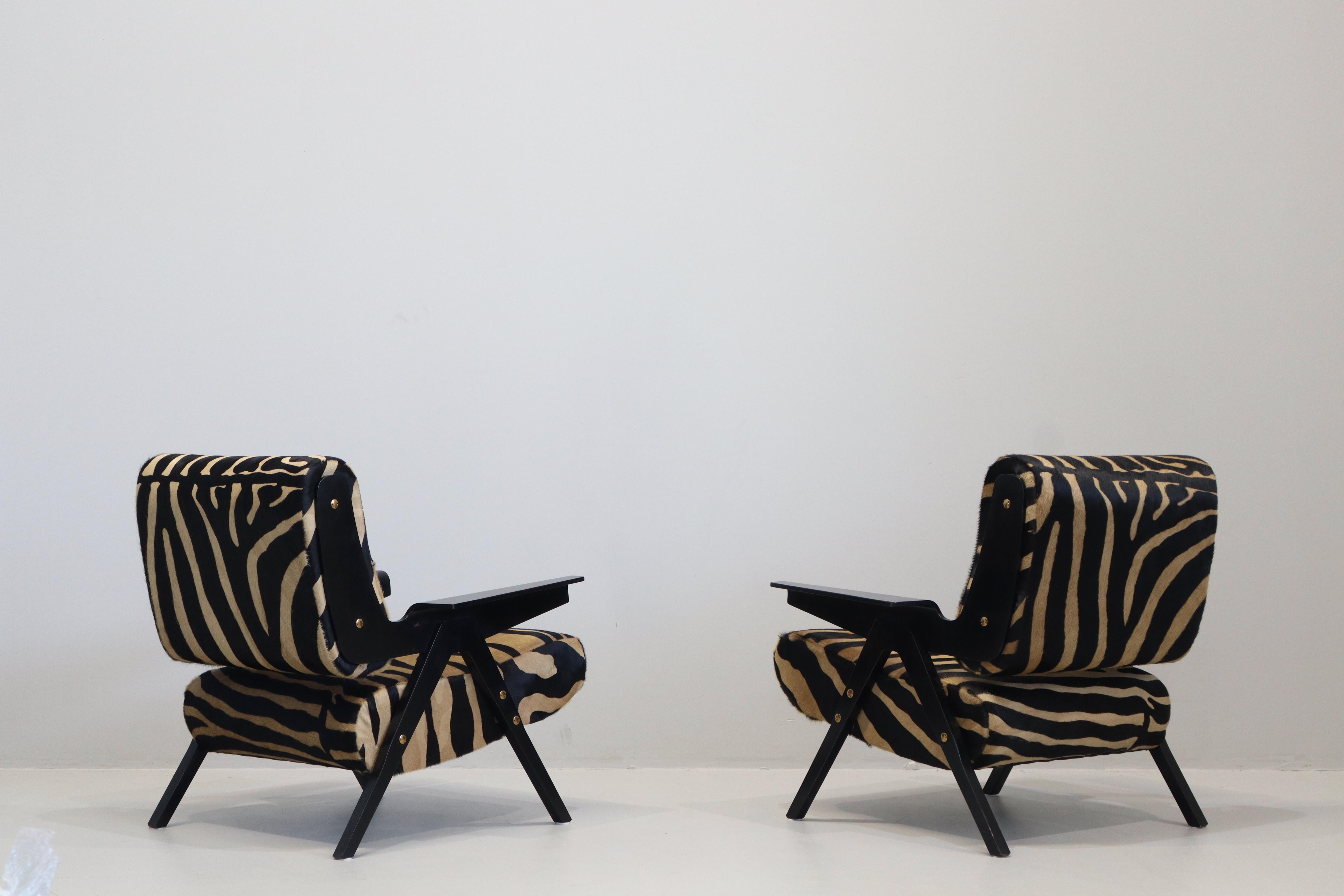 Mid-20th Century Coppia di Poltrone Gianfranco Frattini Modello 831 per Cassina, '50 in Cavallino in vendita