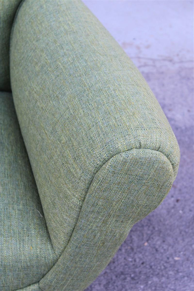 Coppia di Poltrone Gigi Radice Minotti tessuto Trama  verde Giallo Mediados de siglo Latón en venta
