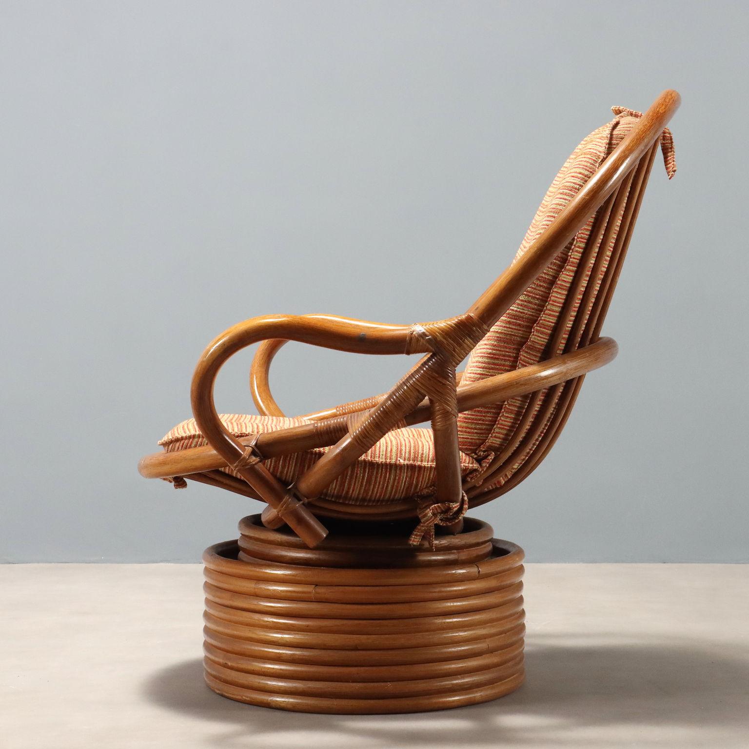 Coppia di poltrone Girevoli in Bambù Anni '60 Bambú en venta