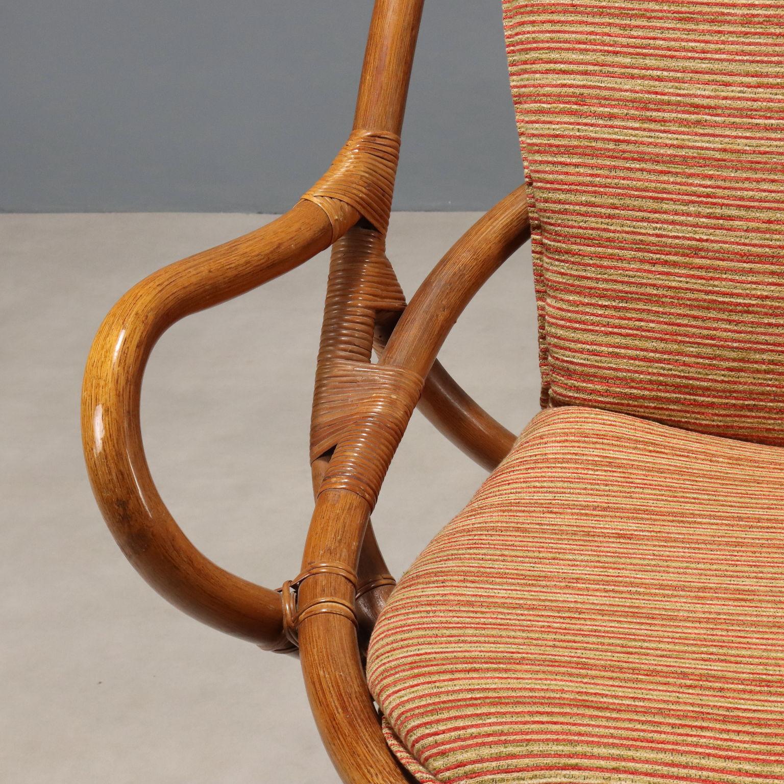 Coppia di poltrone Girevoli in Bambù Anni '60 en venta 2