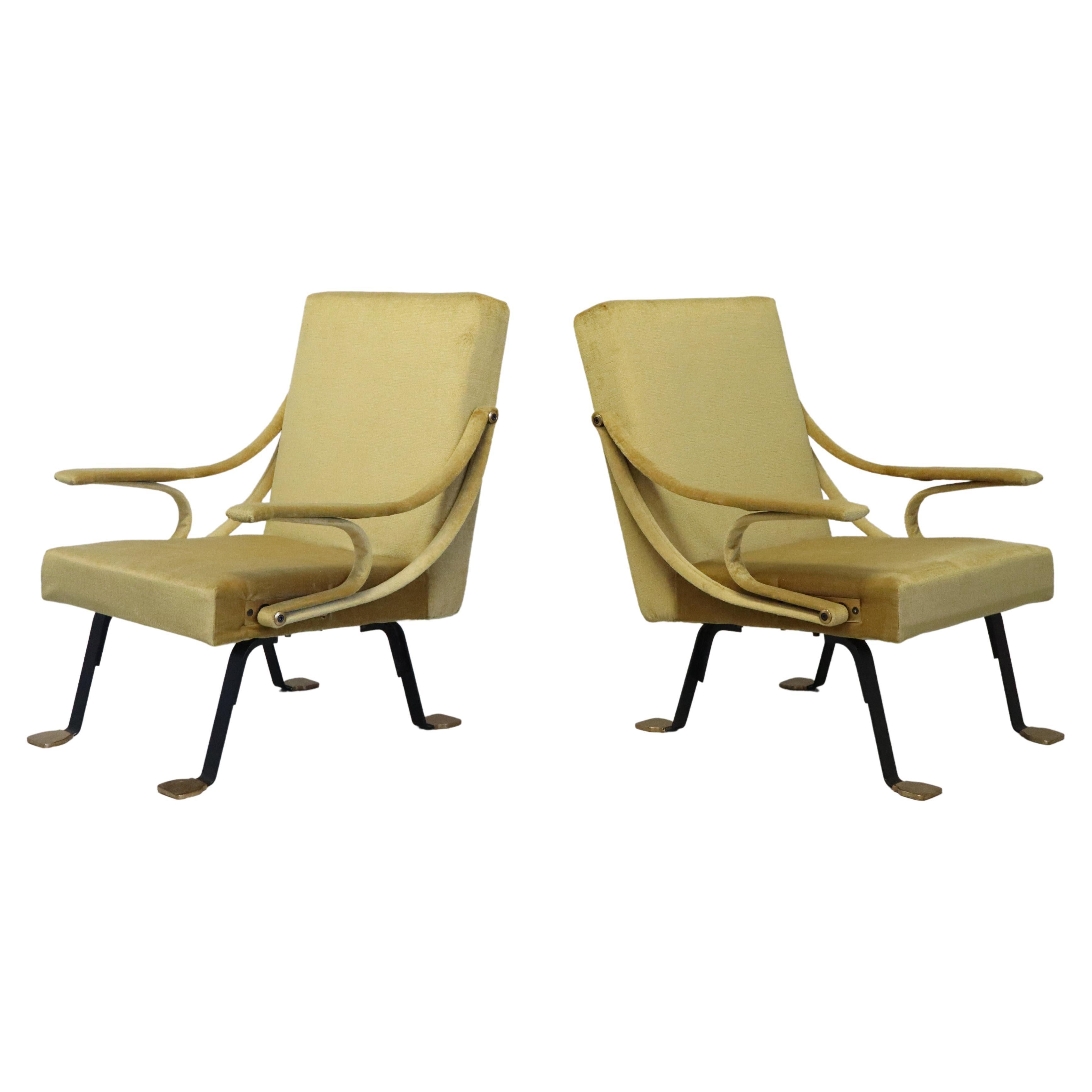 Pair of Ignazio Gardella Digamma armchairs for Gavina Italia, 1960s For Sale