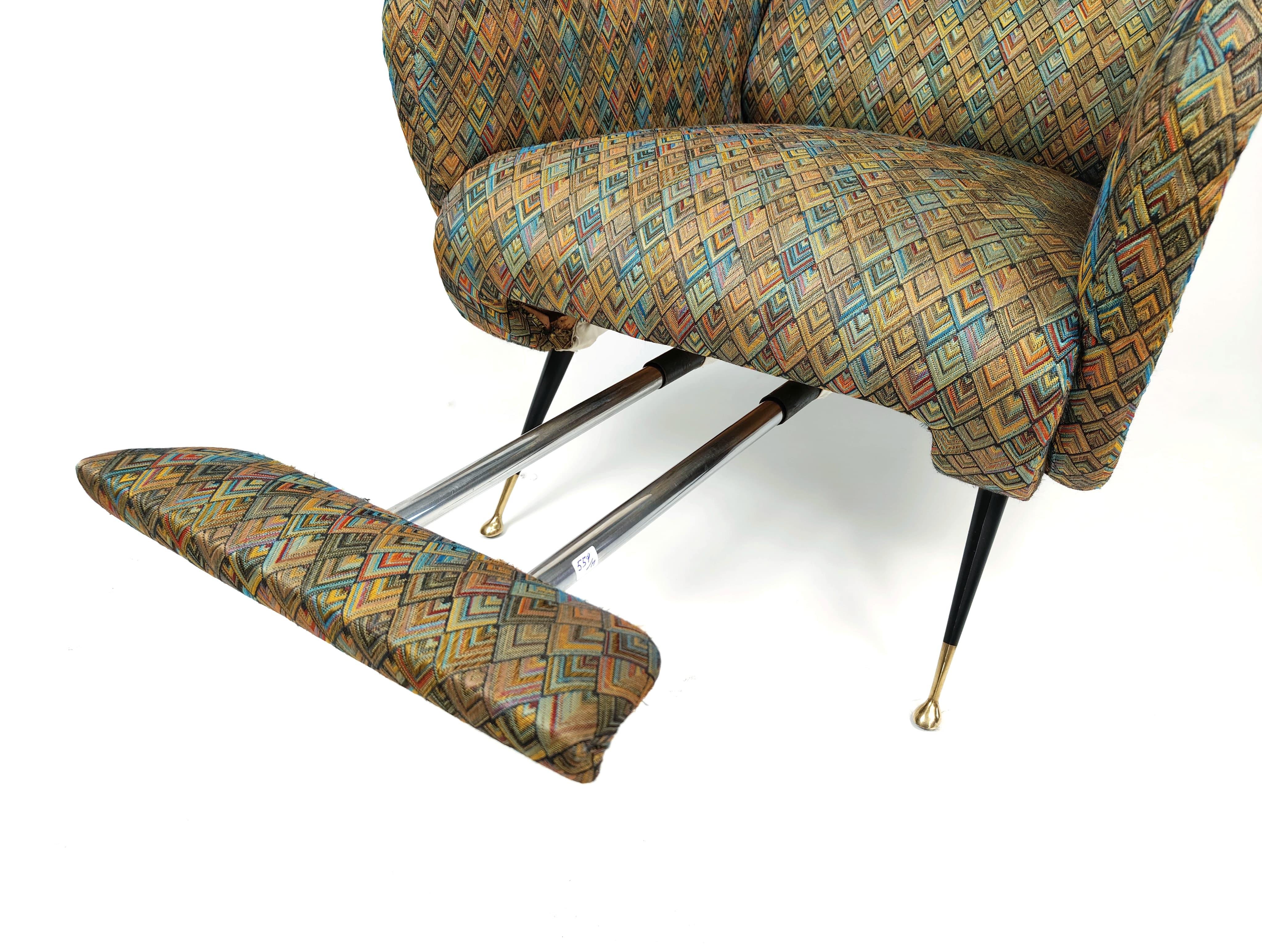 Pair of Missoni-type fabric armchairs, Italy, ca. 1960. For Sale 3