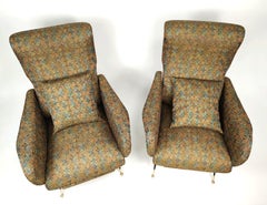 Pair of Missoni-type fabric armchairs, Italy, ca. 1960.