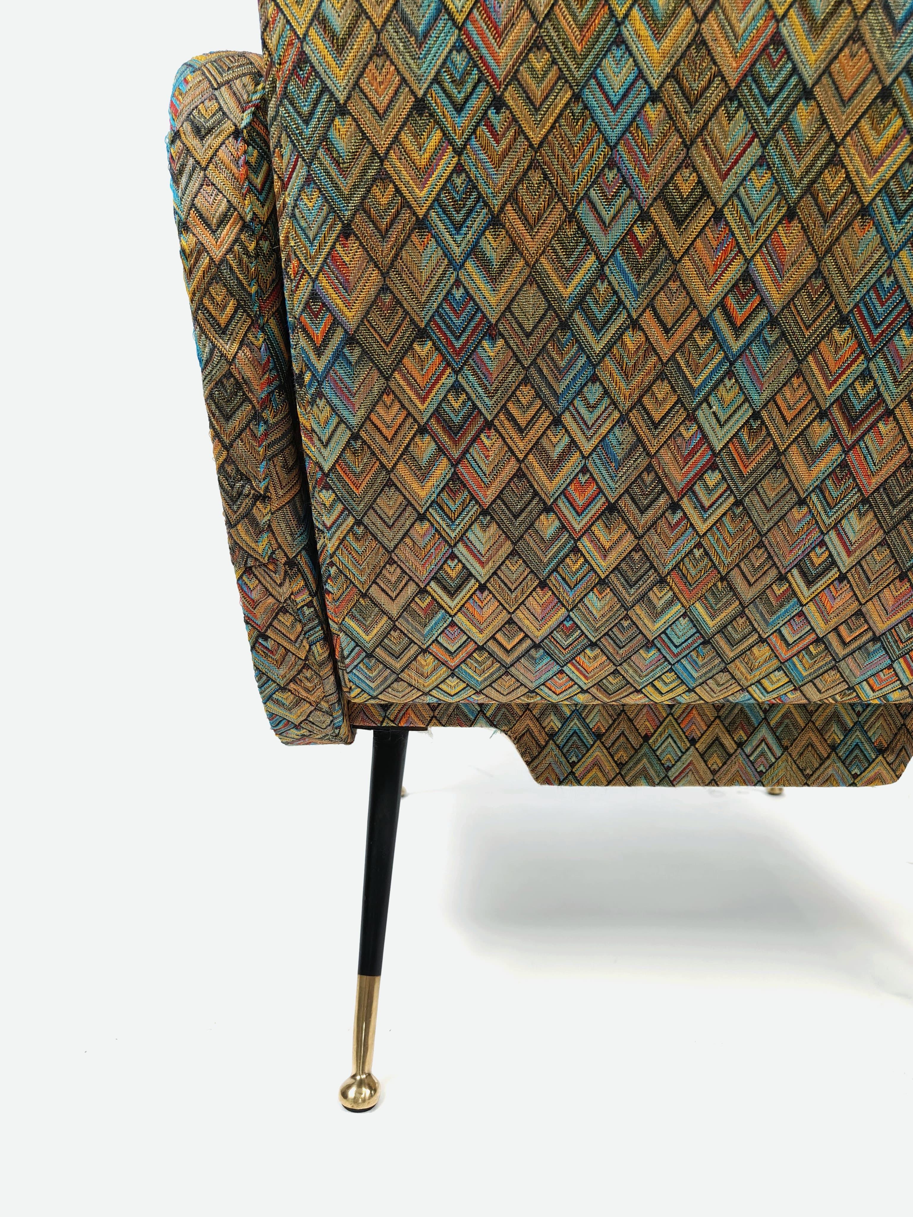 Mid-20th Century Pair of Missoni-type fabric armchairs, Italy, ca. 1960. For Sale