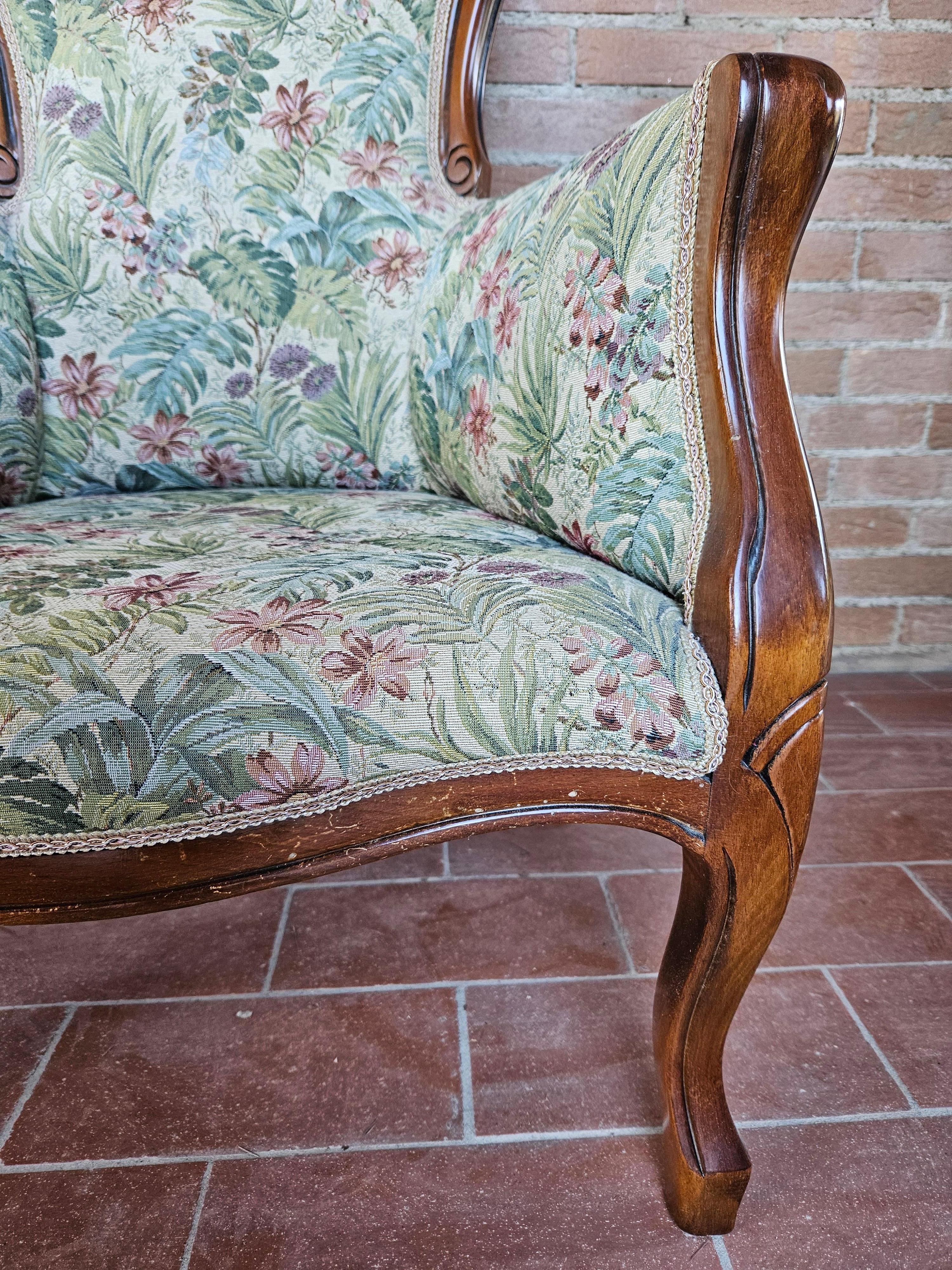 Pair of Louis Philippe style upholstered armchairs from the 1980s 7