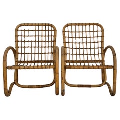 Coppia di Poltrone in bambù Bonacina, Anni '50