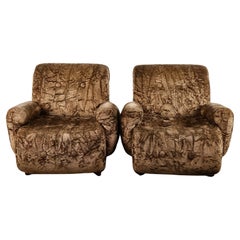 Vintage Pair of chenille armchairs, 1970s