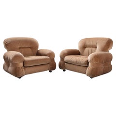 Vintage Pair of chenille armchairs, style Adriano Piazzesi 1970s