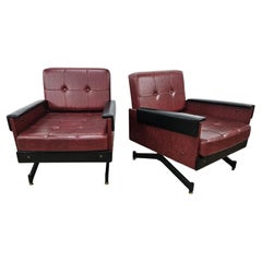 Pair of 1960s Italian iron and leatherette armchairs