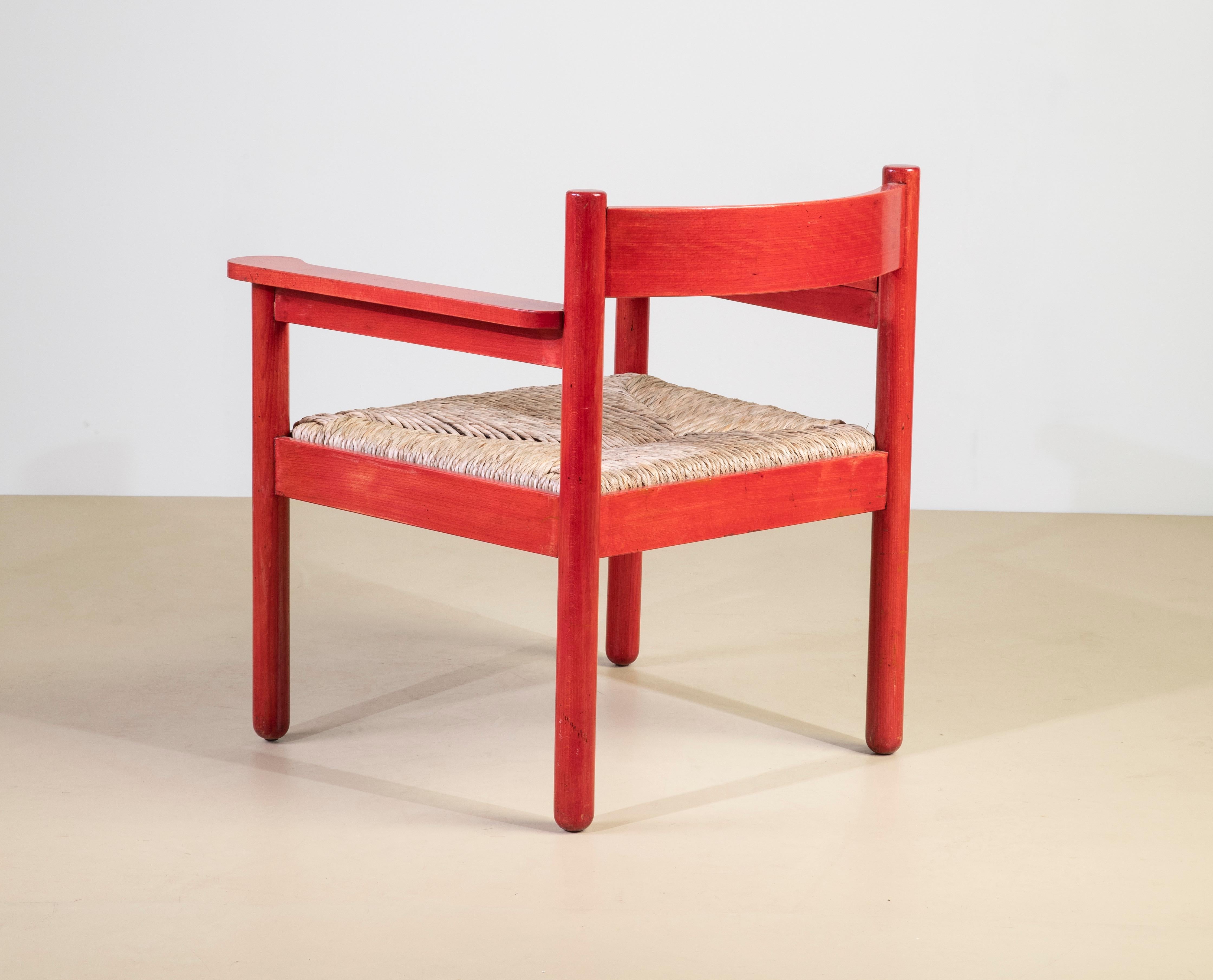 Paar Sessel aus lackiertem Holz und Stroh, Italien 1960er Jahre (Moderne der Mitte des Jahrhunderts) im Angebot