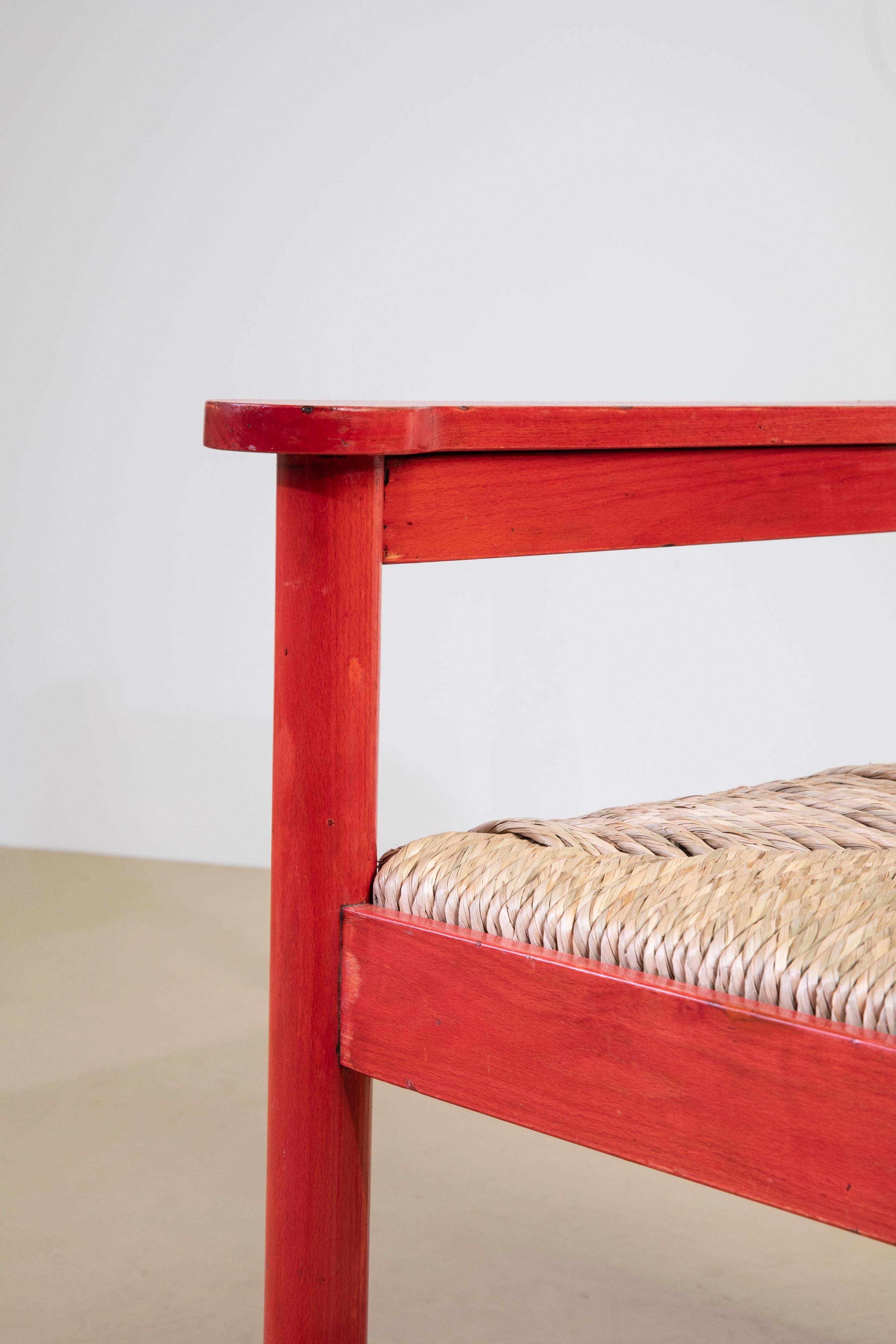 Paar Sessel aus lackiertem Holz und Stroh, Italien 1960er Jahre (Mid-20th Century) im Angebot