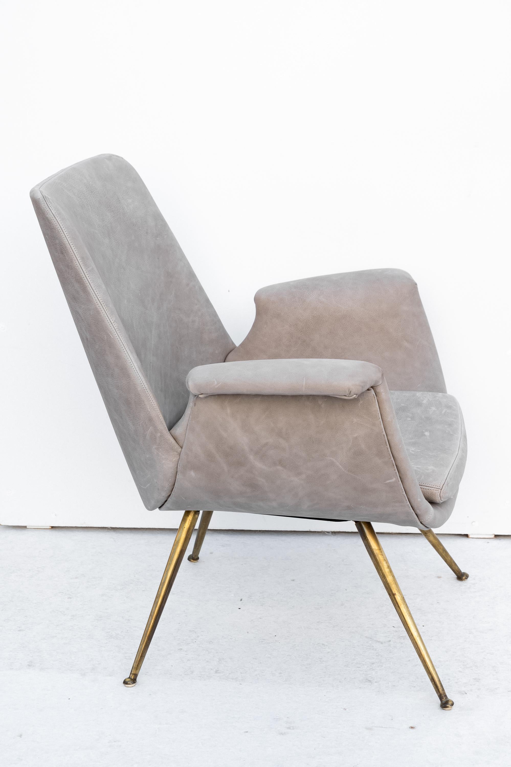 Mid-Century moderno Coppia di Poltrone in pelle Gastoni e Rinaldi RIMA, Anni '50 in vendita