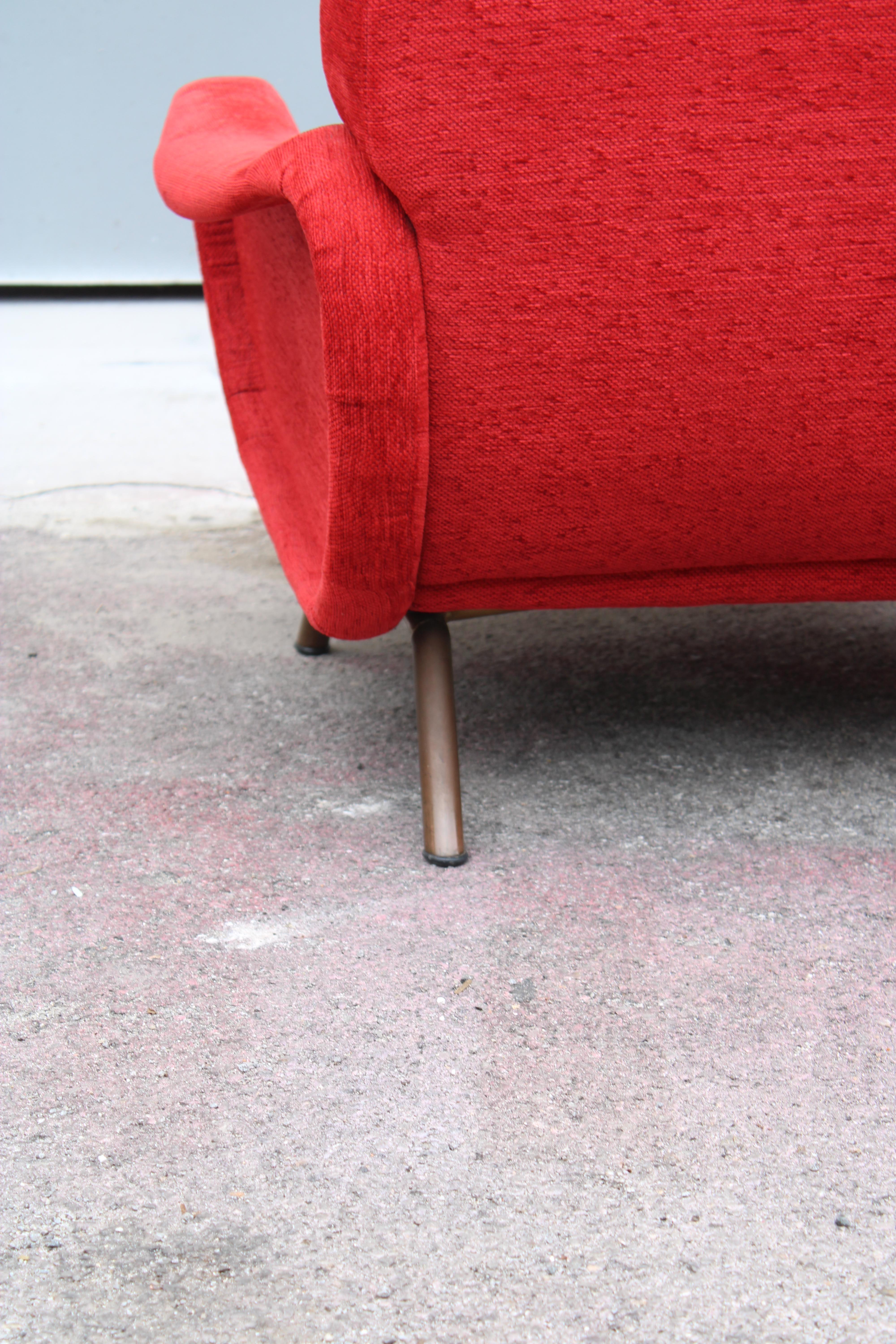Coppia di poltrone in Velluto Rosso Marco Zanuso Modello lady 1950 Arflex in vendita 5
