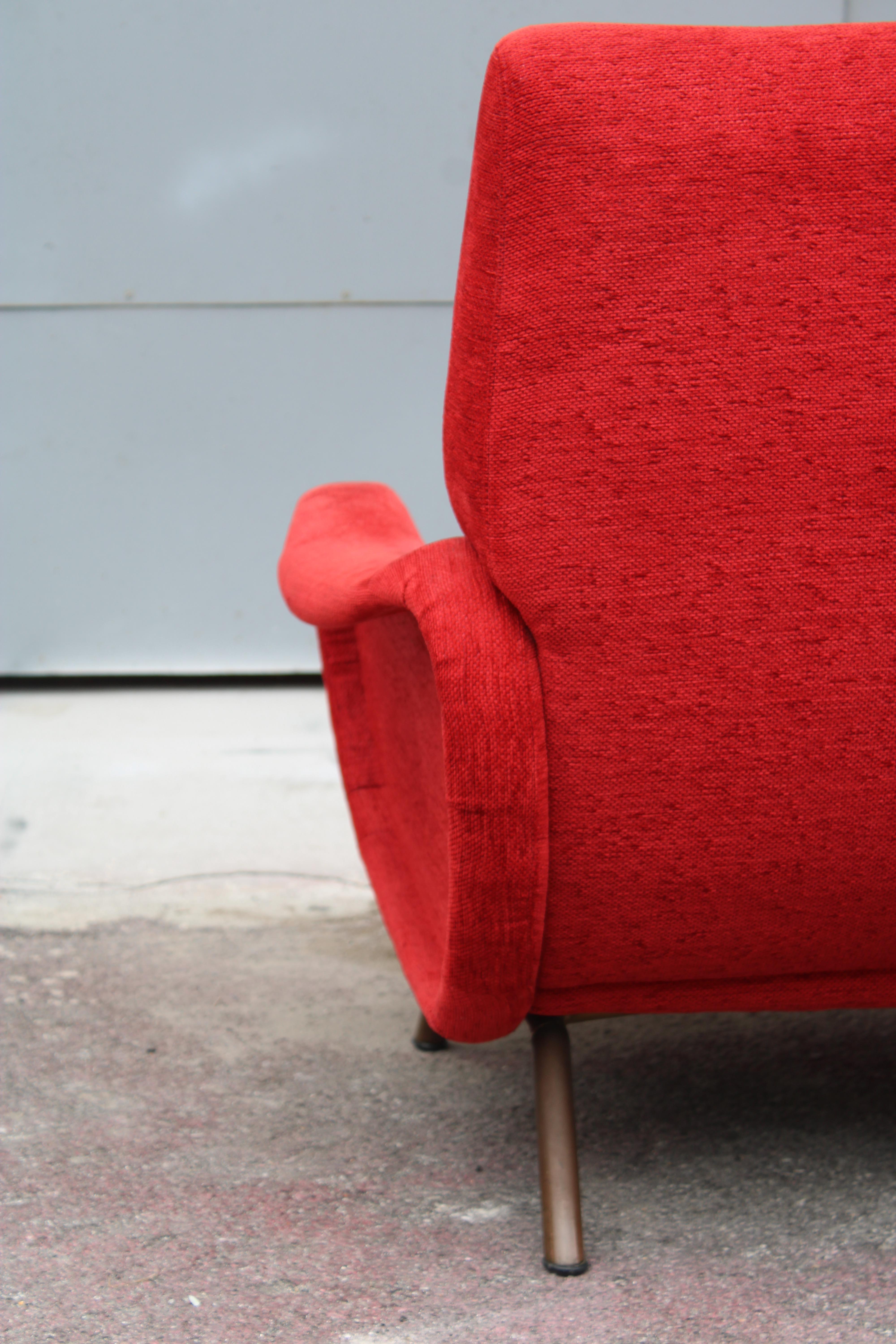 Coppia di poltrone in Velluto Rosso Marco Zanuso Modello lady 1950 Arflex in vendita 6