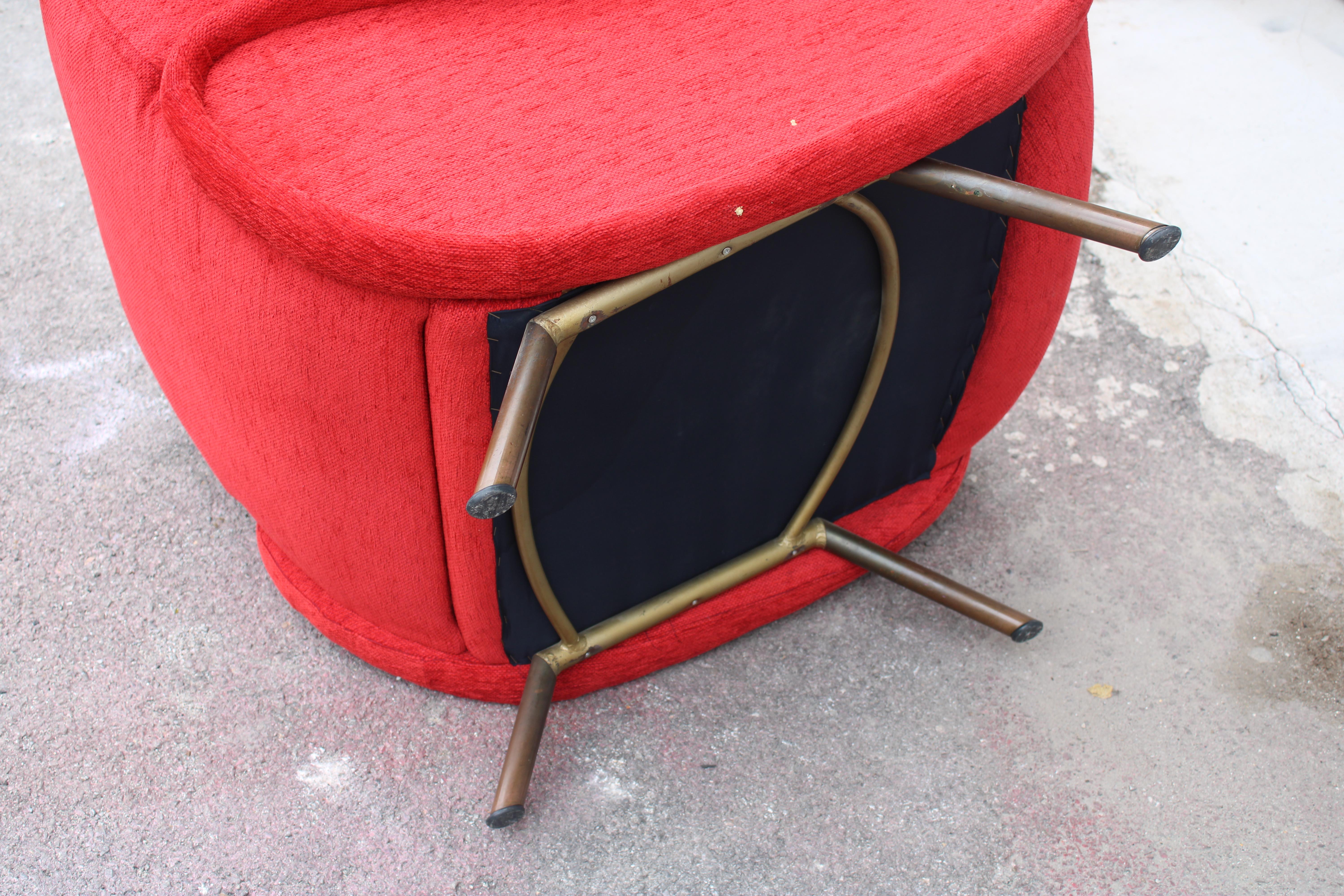 Coppia di poltrone in Velluto Rosso Marco Zanuso Modello lady 1950 Arflex in vendita 8