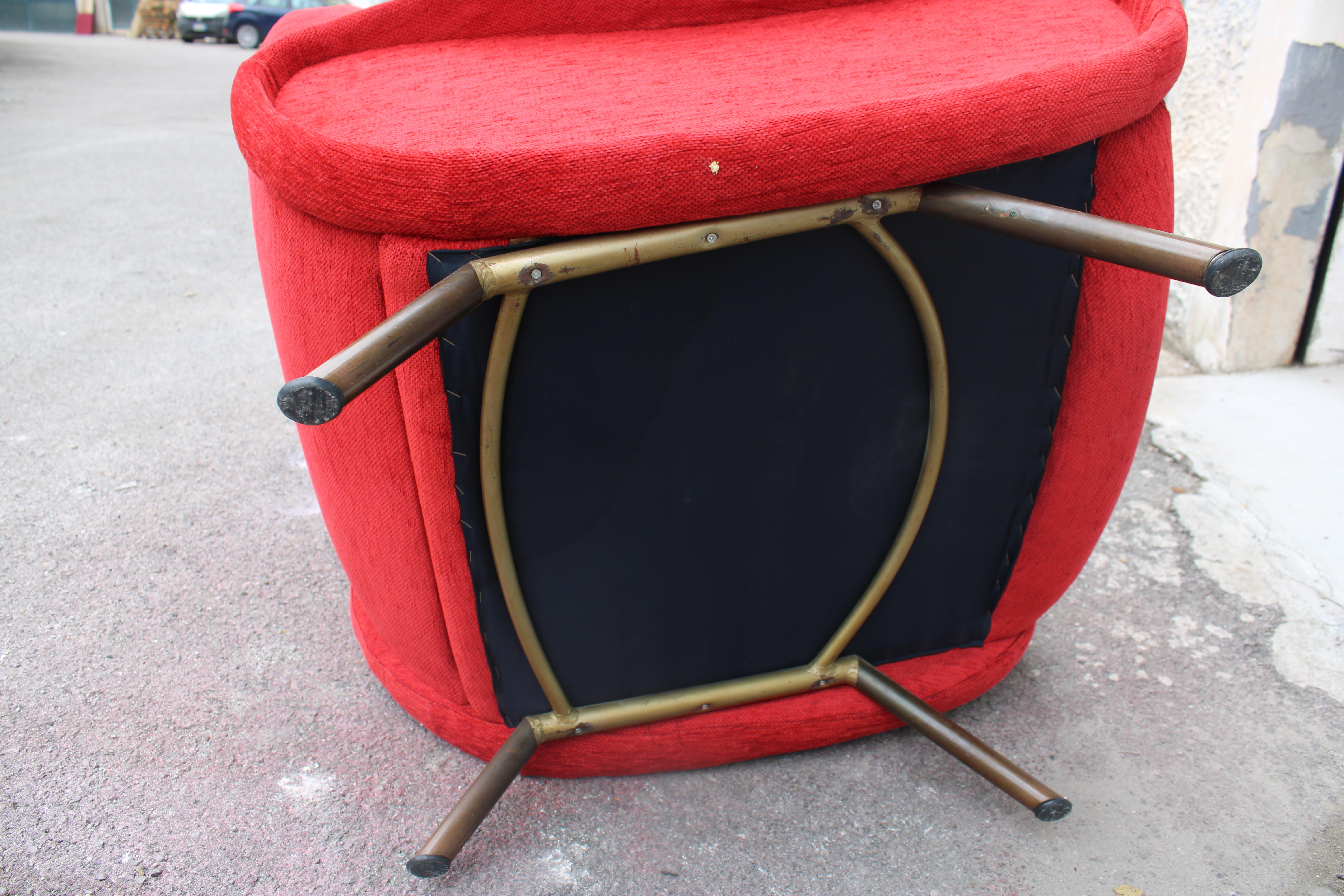 Coppia di poltrone in Velluto Rosso Marco Zanuso Modello lady 1950 Arflex in vendita 10