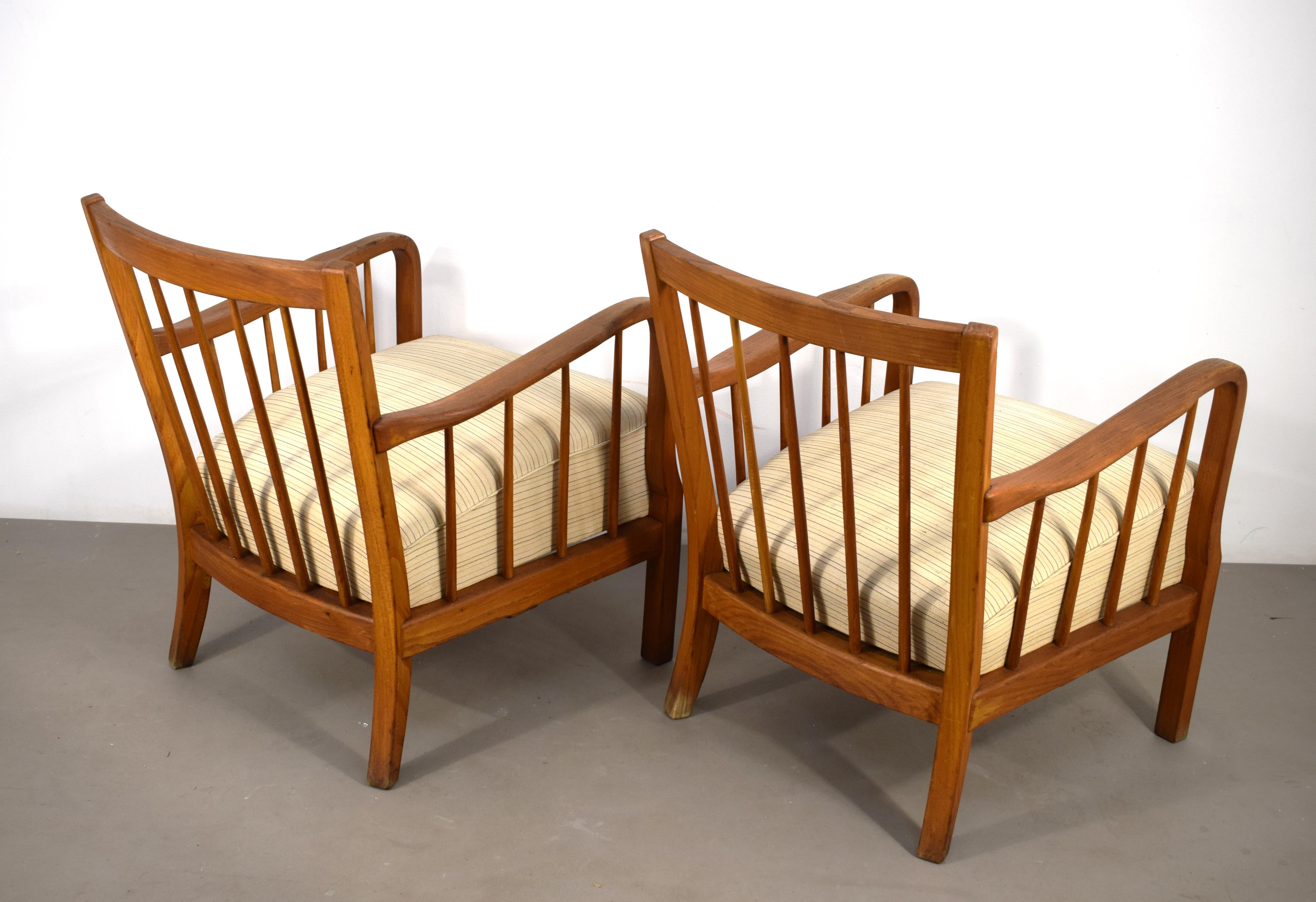 Paire de fauteuils, Italie, années 1940. Bon état - En vente à Palermo, PA