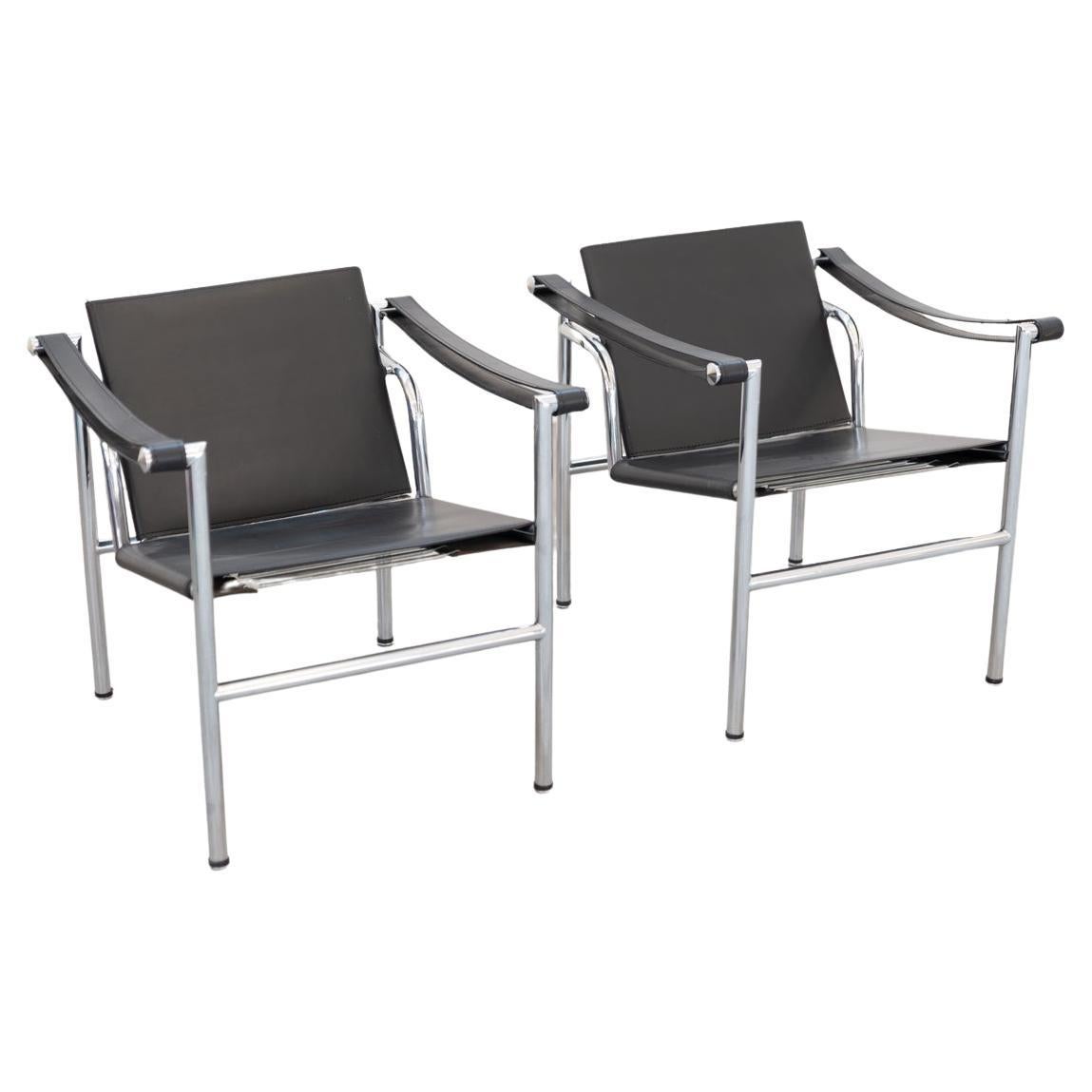 Pair of LC1 armchairs by Le Corbusier, for Cassina 1970 For Sale