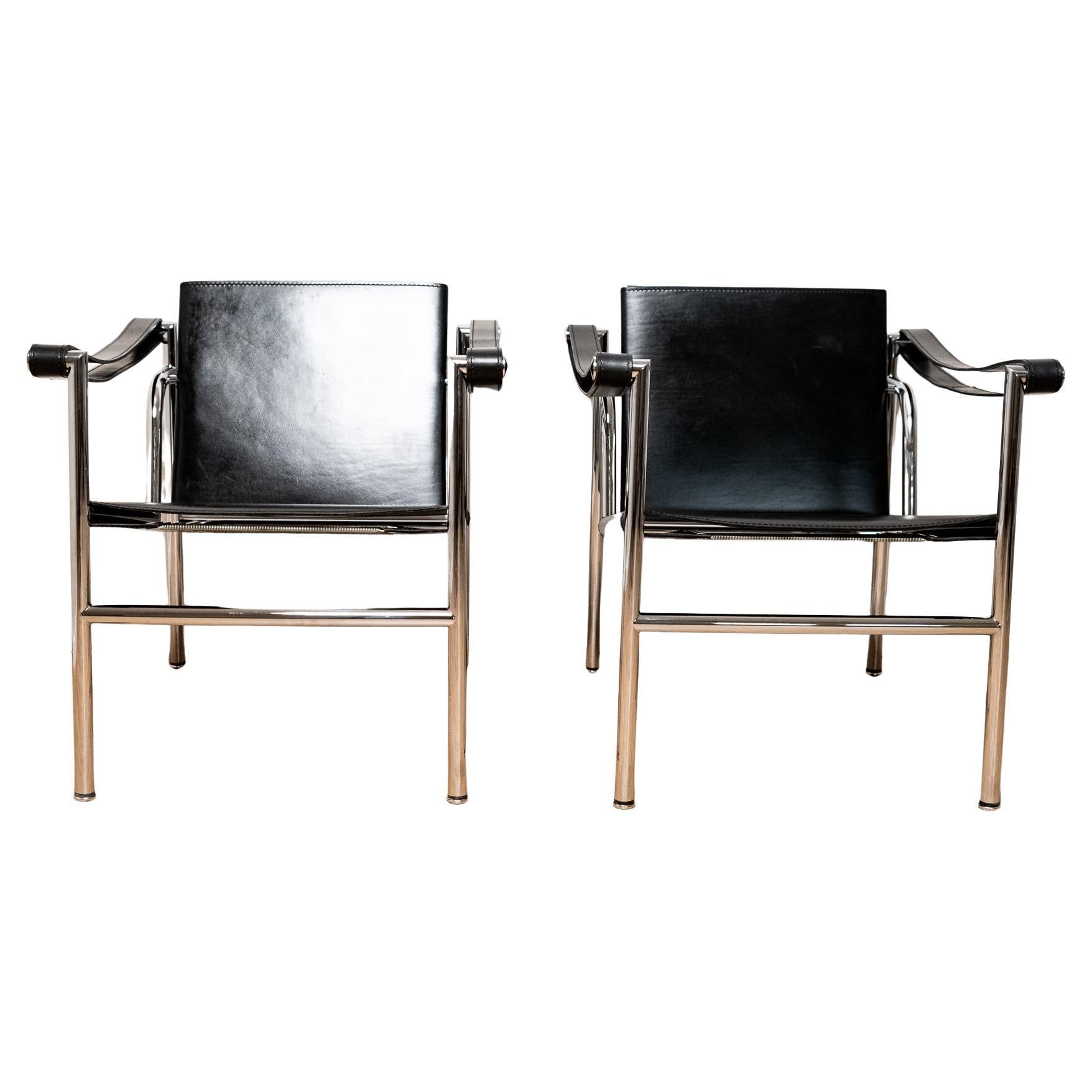Pair of armchairs Le Corbusier, Pierre Jeanneret, Charlotte Perriand, LC1 Chair