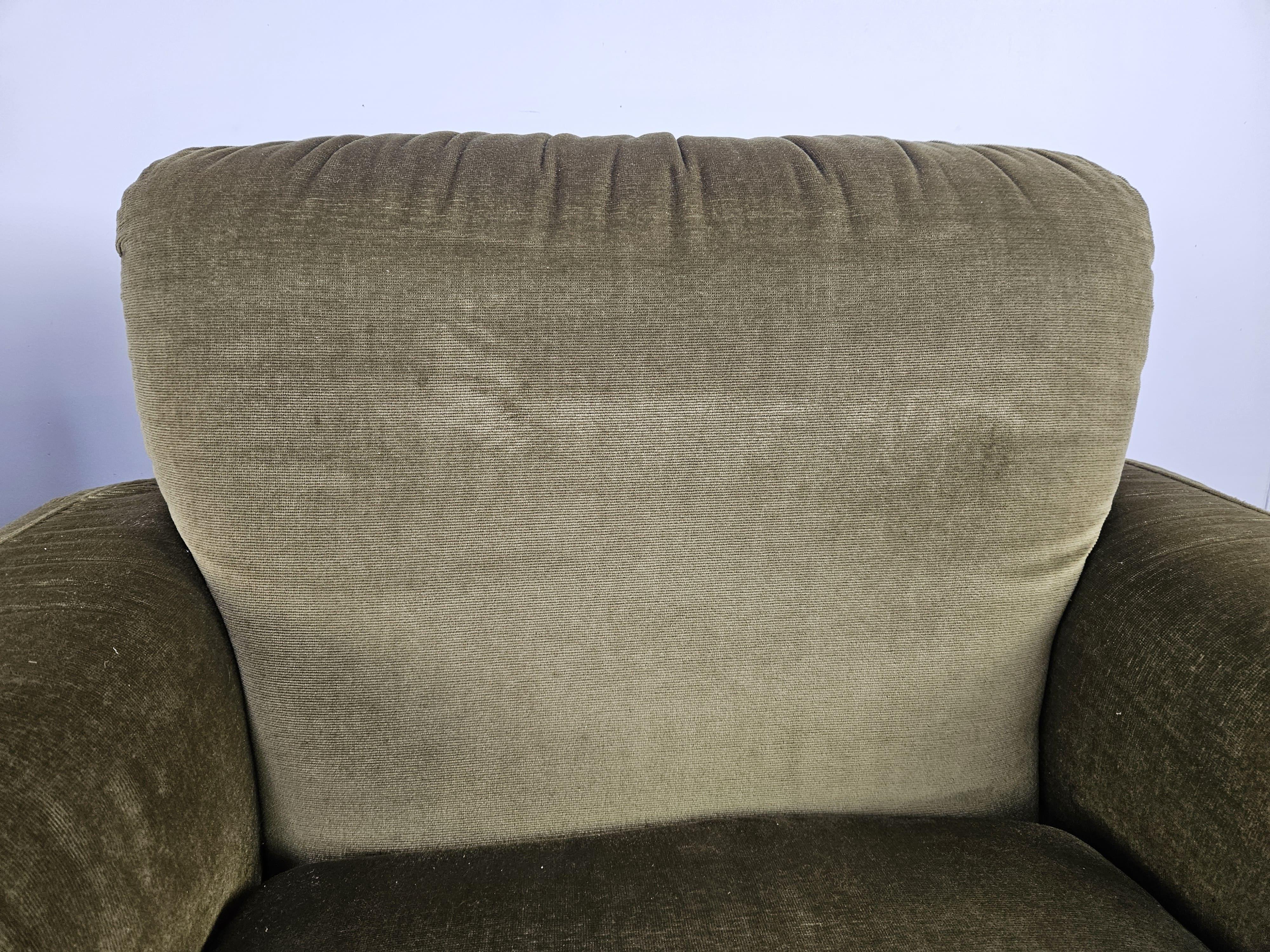 Tissu Paire de fauteuils italiens des années 1970 en tissu vert, 1970 en vente