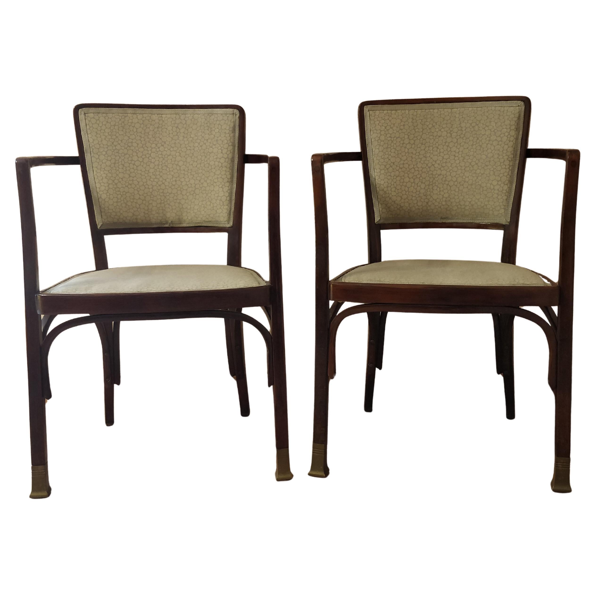 Pair of mod 719 armchairs designed by Koloman Moser for J & J Kohn, Austria