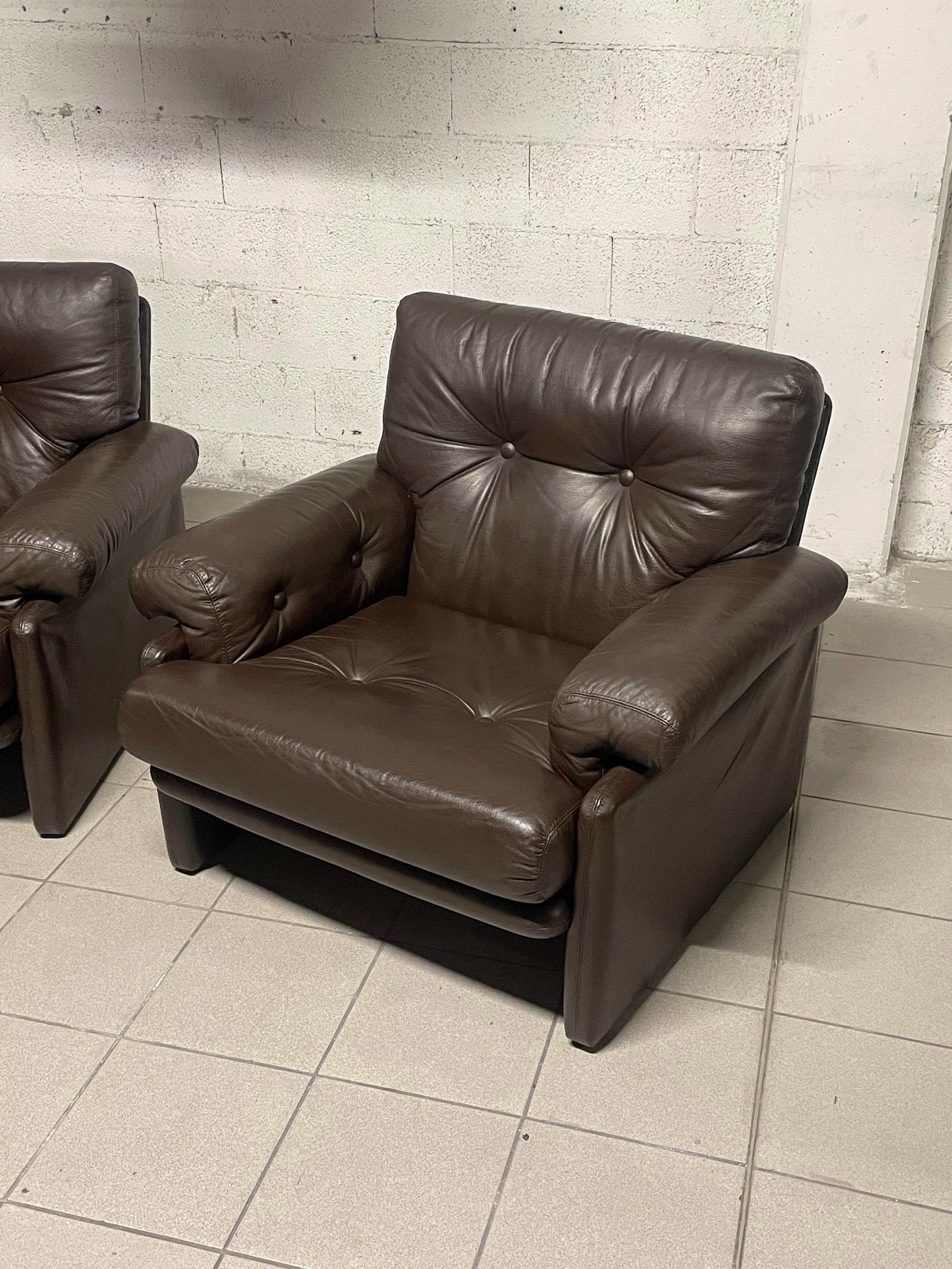 Mid-Century Modern Pair of armchairs model Coronado by Afra & Tobia Scarpa for B&B Italia For Sale