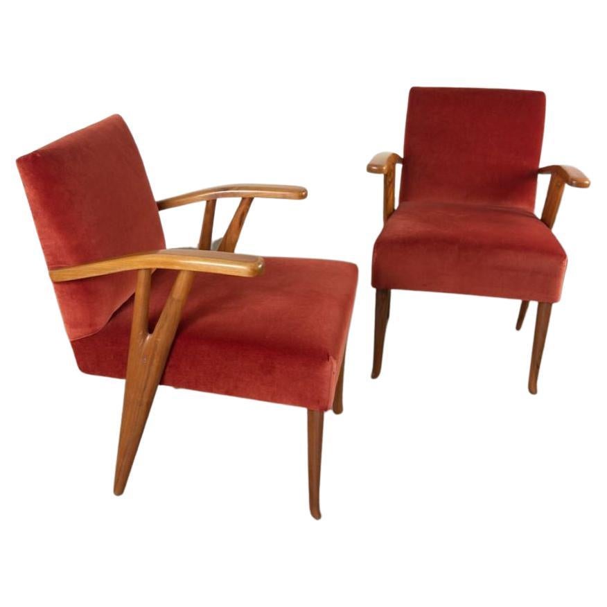 pair of bedroom armchairs Enrico Ciuti 1950s For Sale