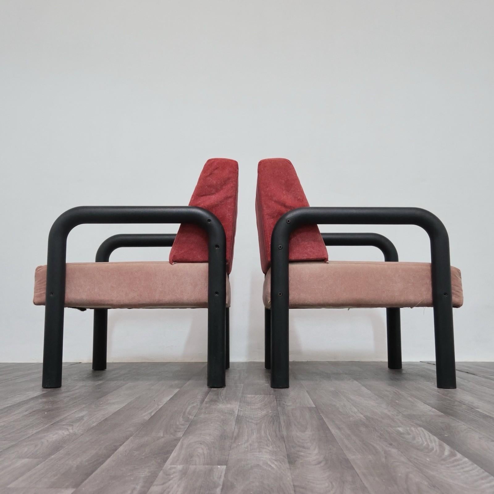 Coppia Di Poltrone Postmoderne Memphis Style Anni '80 Design Modernariato en vente 1