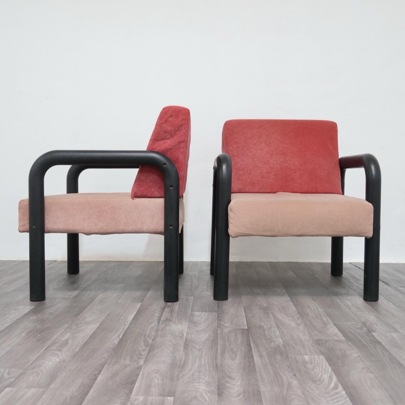 Coppia Di Poltrone Postmoderne Memphis Style Anni '80 Design Modernariato en vente 2