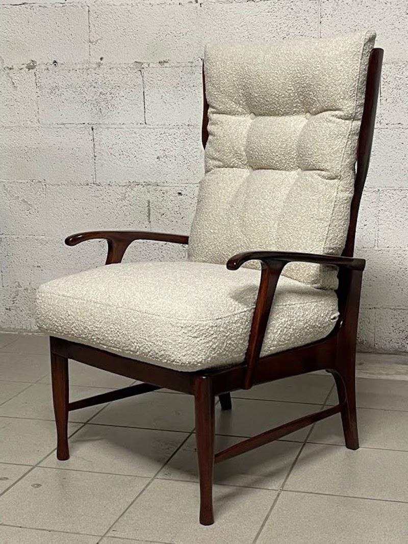 Pareja de sillones reclinables de los años 50 en madera y tela en Excelente estado para la venta en SAN PIETRO MOSEZZO, NO