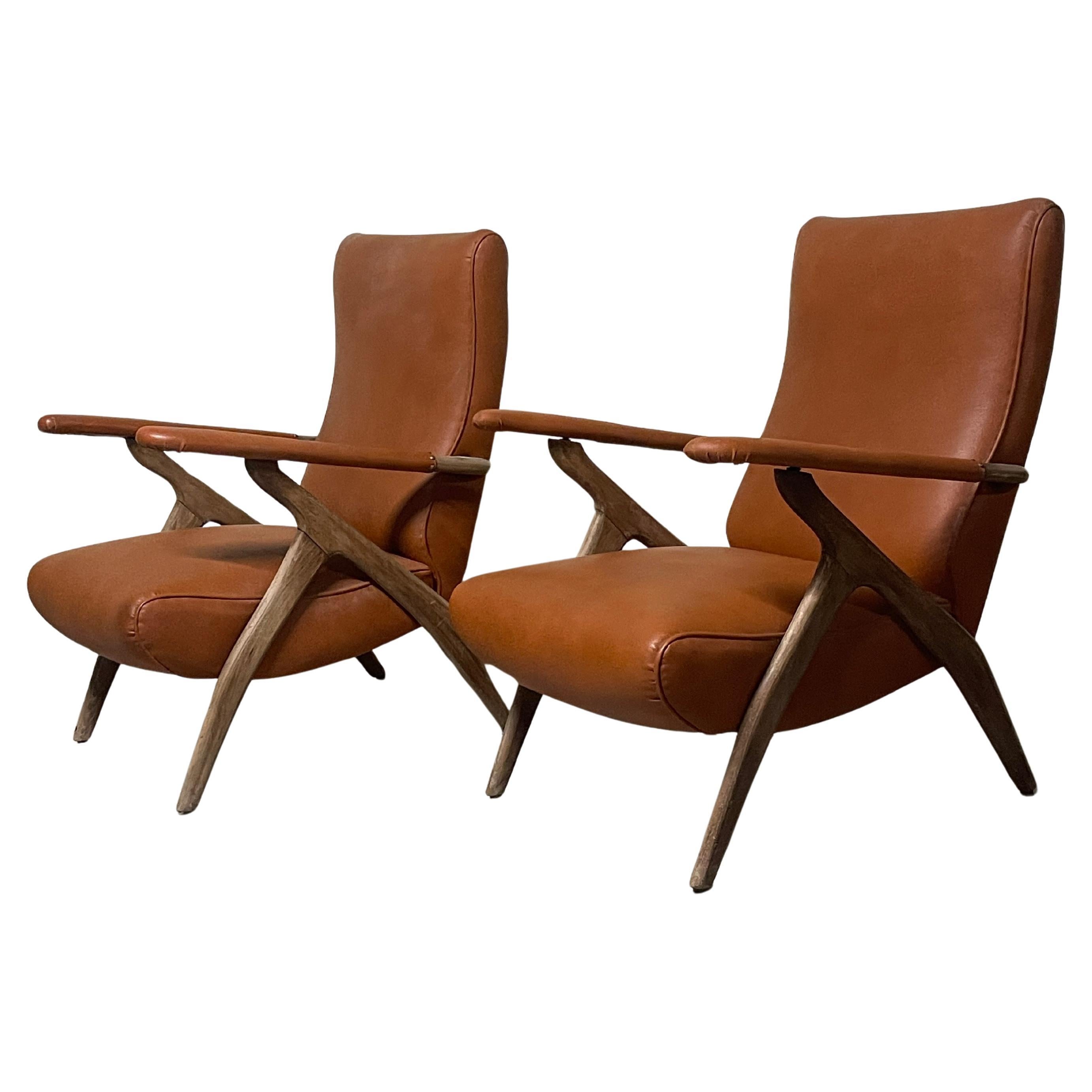 Pair of recliners attributed to Antonio Gorgone, 1950s