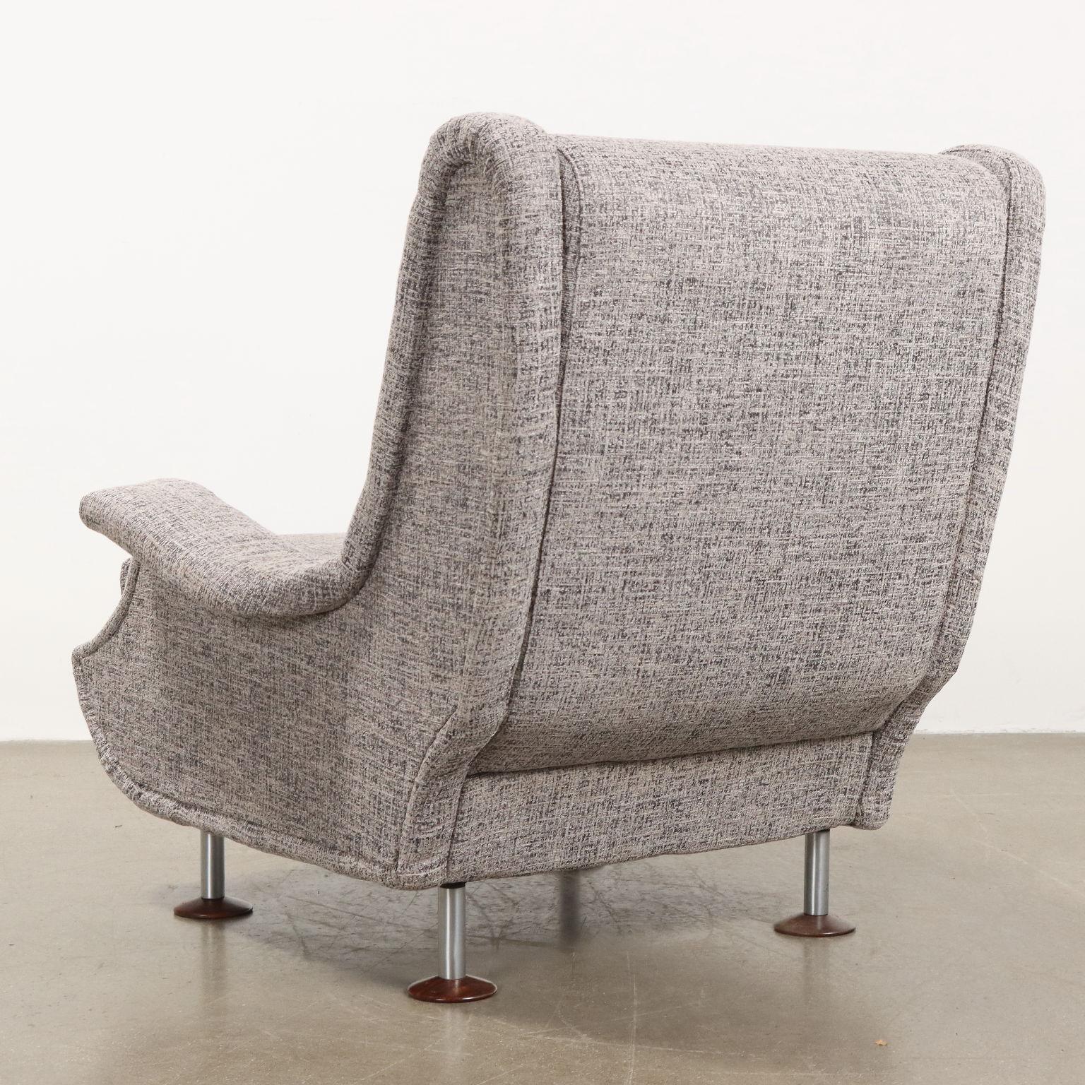 Metal Pair of Regent armchairs by Marco Zanuso for Arflex Anni 60 gray