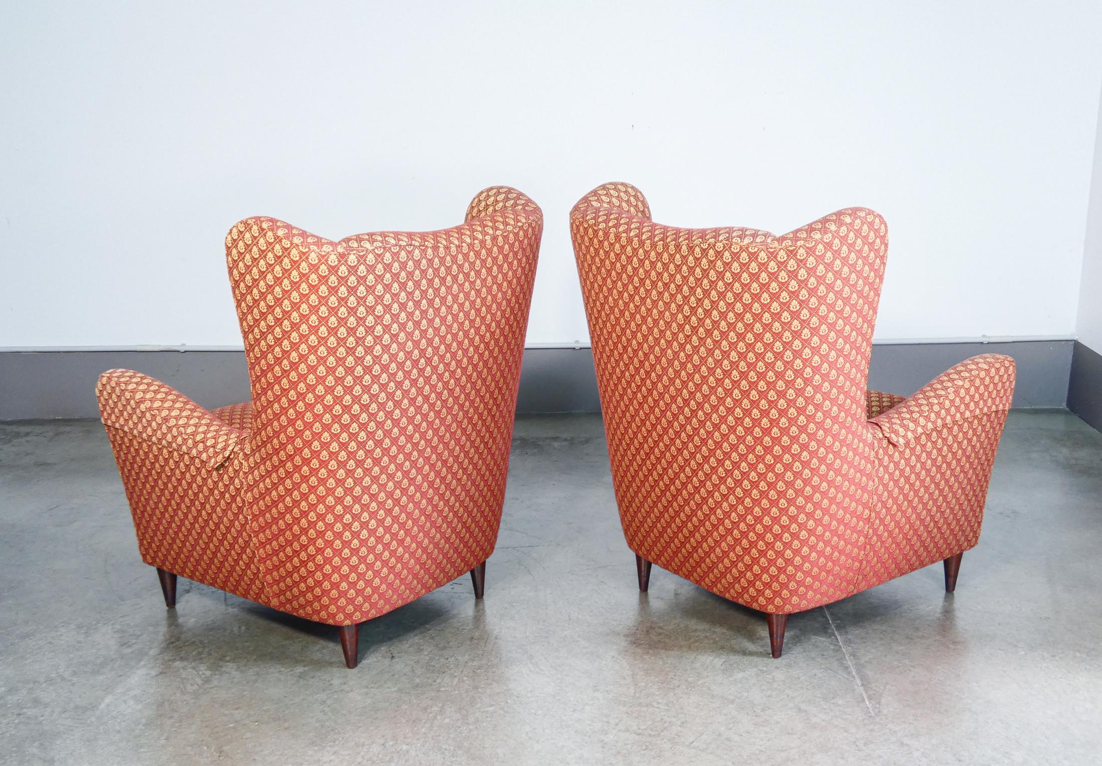 Paire de fauteuils dans le style de Giò PONTI. Italie, années 1940 en vente 5