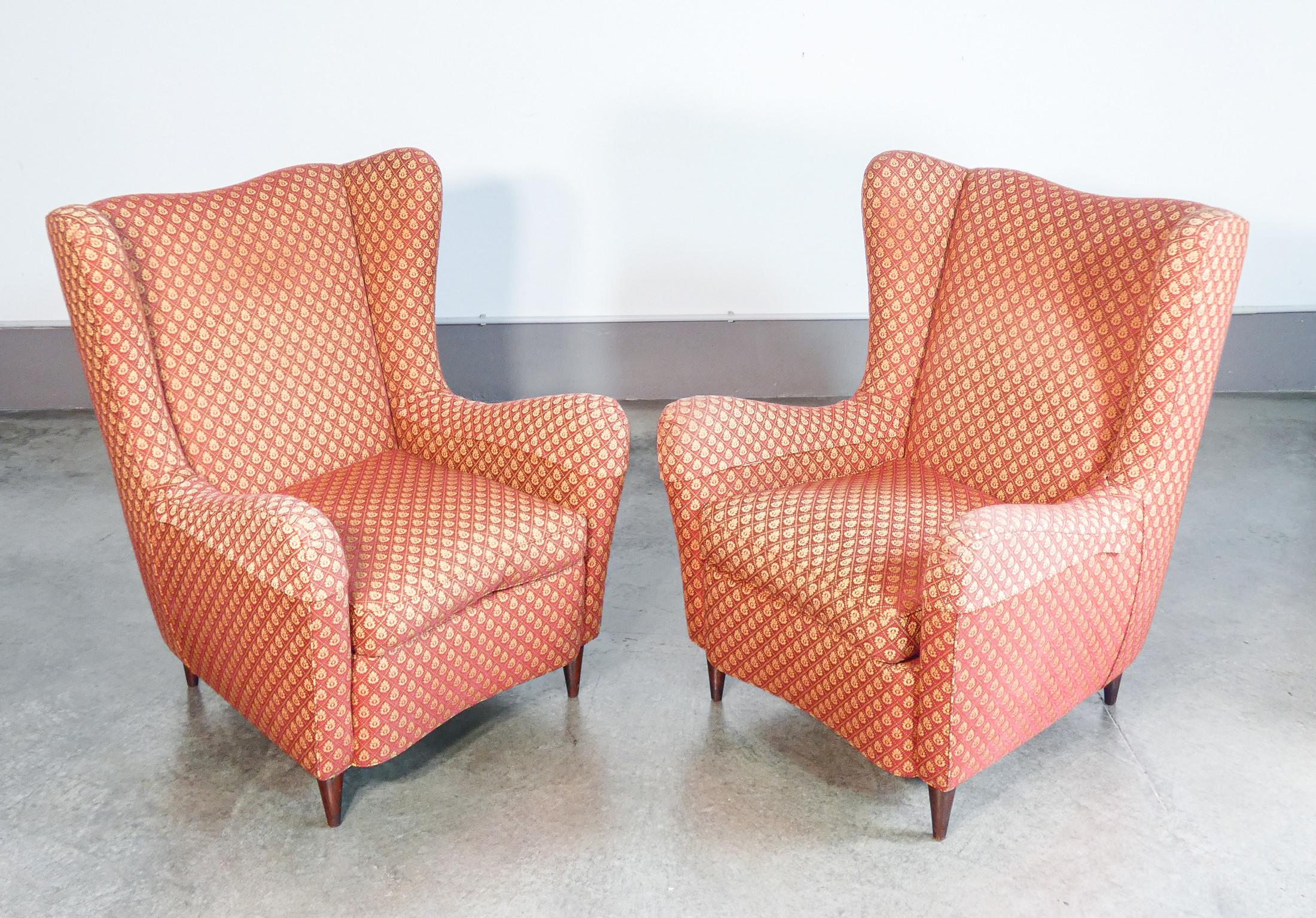 Paire de fauteuils dans le style de Giò PONTI. Italie, années 1940 Bon état - En vente à Torino, IT