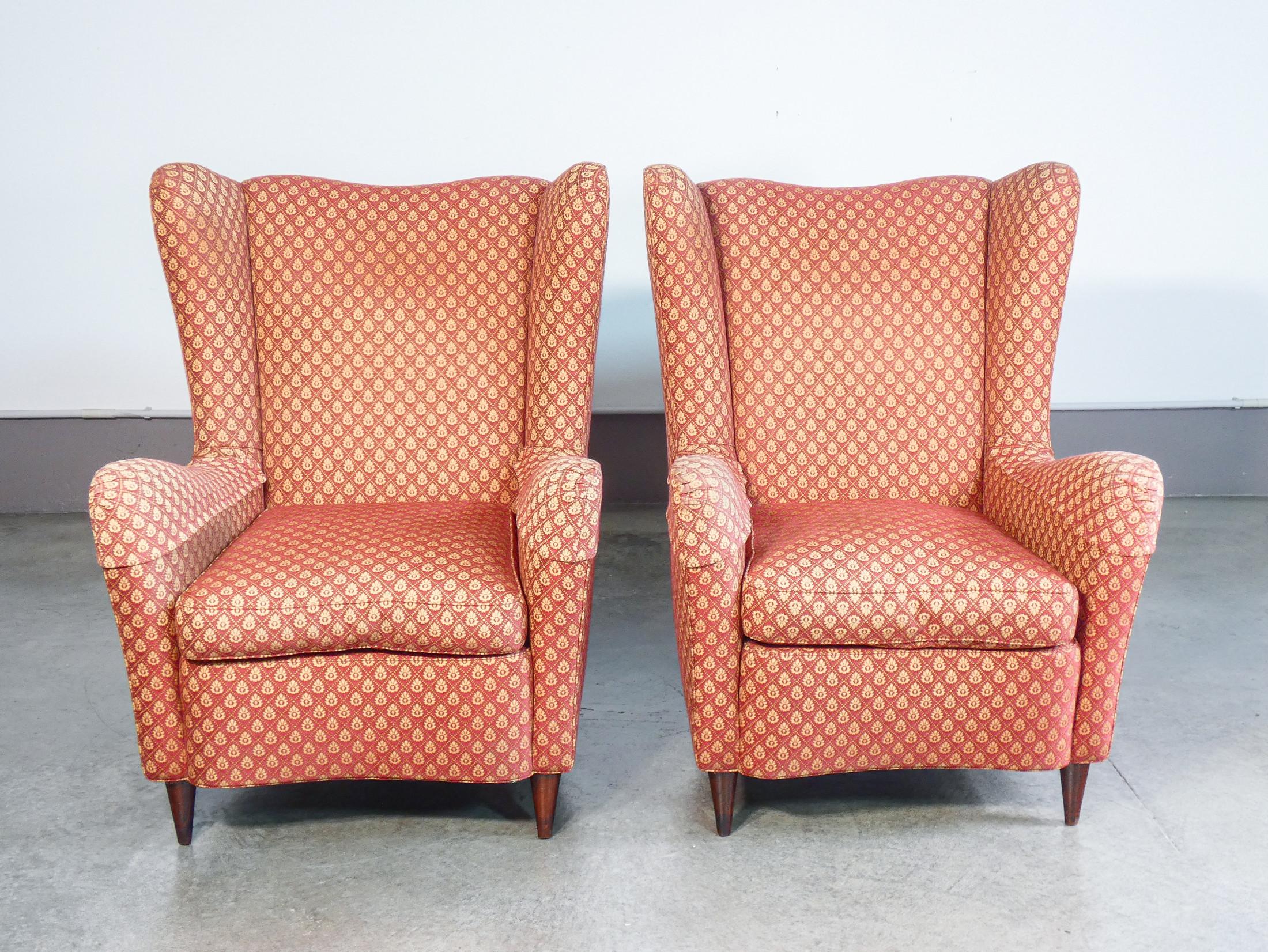 Mid-20th Century Paire de fauteuils dans le style de Giò PONTI. Italie, années 1940 en vente