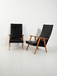 Pair of 50s-60s Scandinavian high-backed armchairs