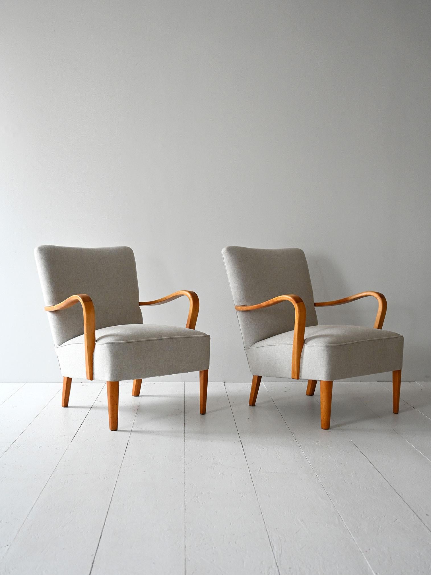 Scandinavian Modern Pair of Scandinavian armchairs from the 1950s For Sale