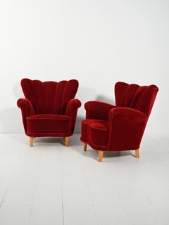 Paire de chaises suédoises à coquille 1940s