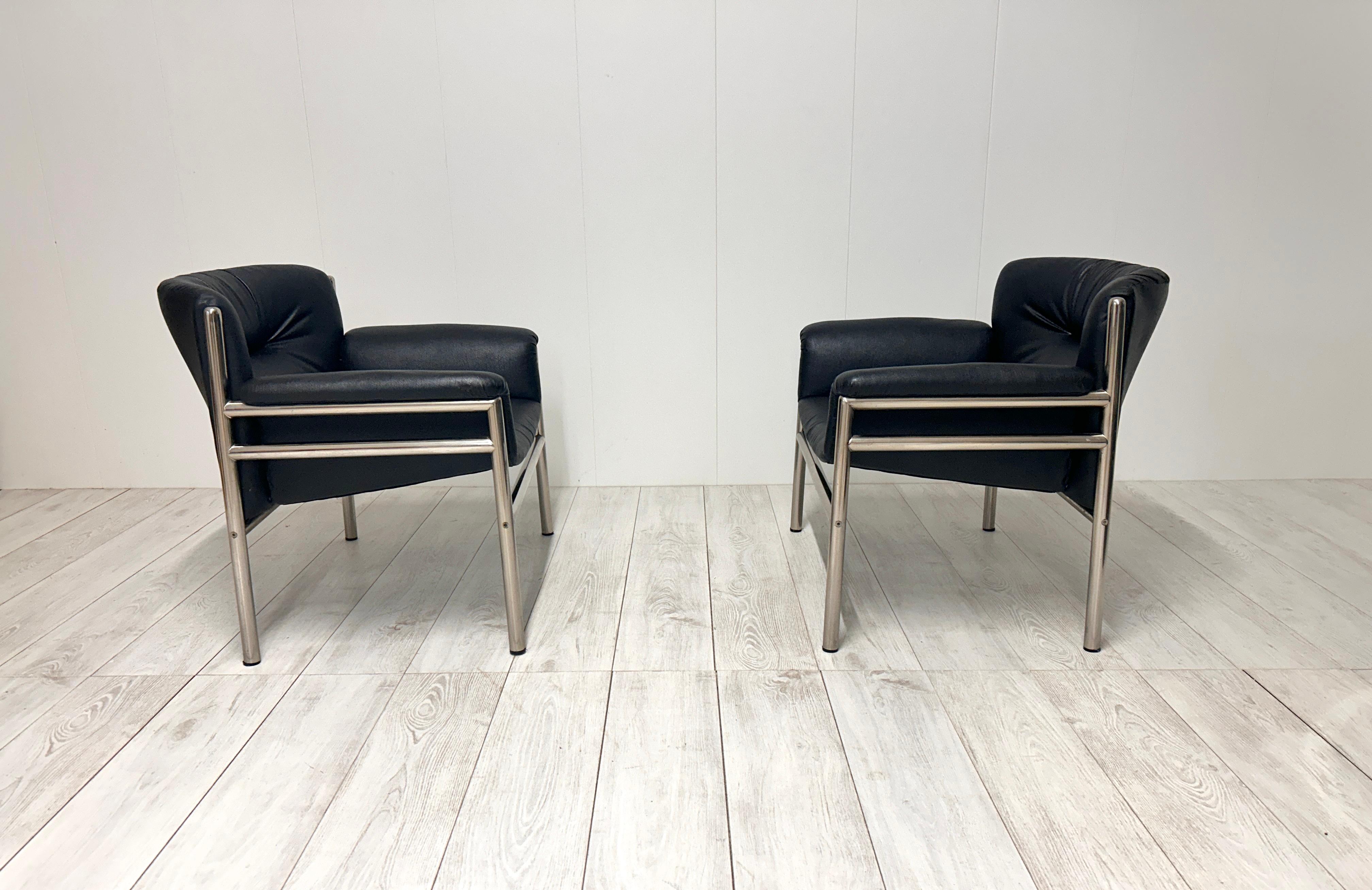 Pair of Tito Agnoli armchairs for Cinova 1970s In Good Condition For Sale In Rivoli, IT